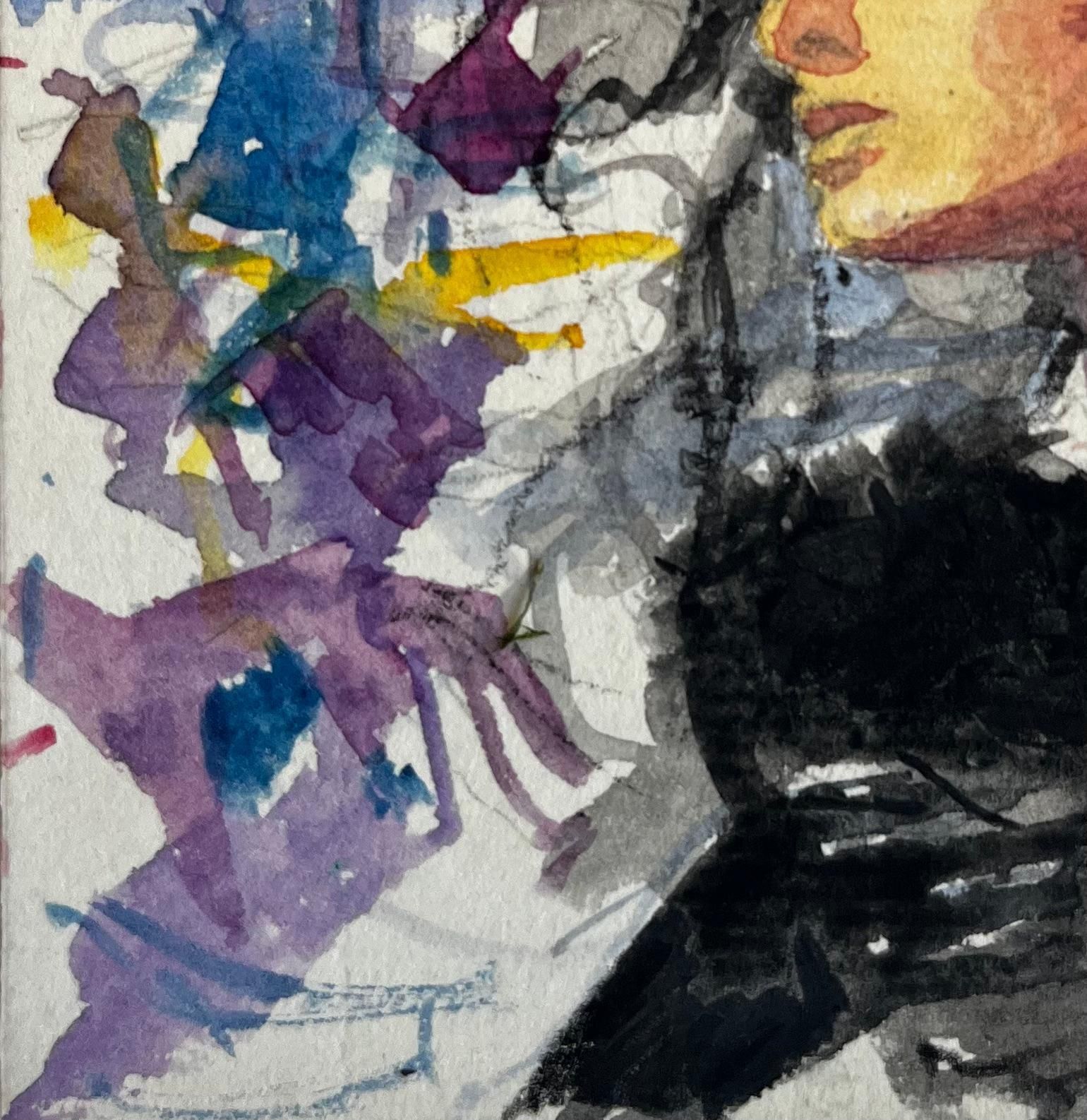 Pierre Neveuexpressive Female Portrait With Hat French Modernist Watercolor Gouache photo 367.0