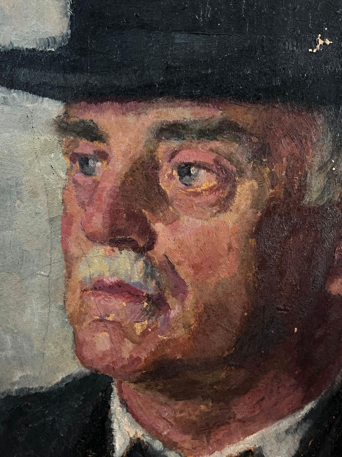 Carl Felkel (Austrian, 1896 1980)mid 20th Century Portrait Of A Man In A Bowler Hat Framed Oil Painting1953 photo Art