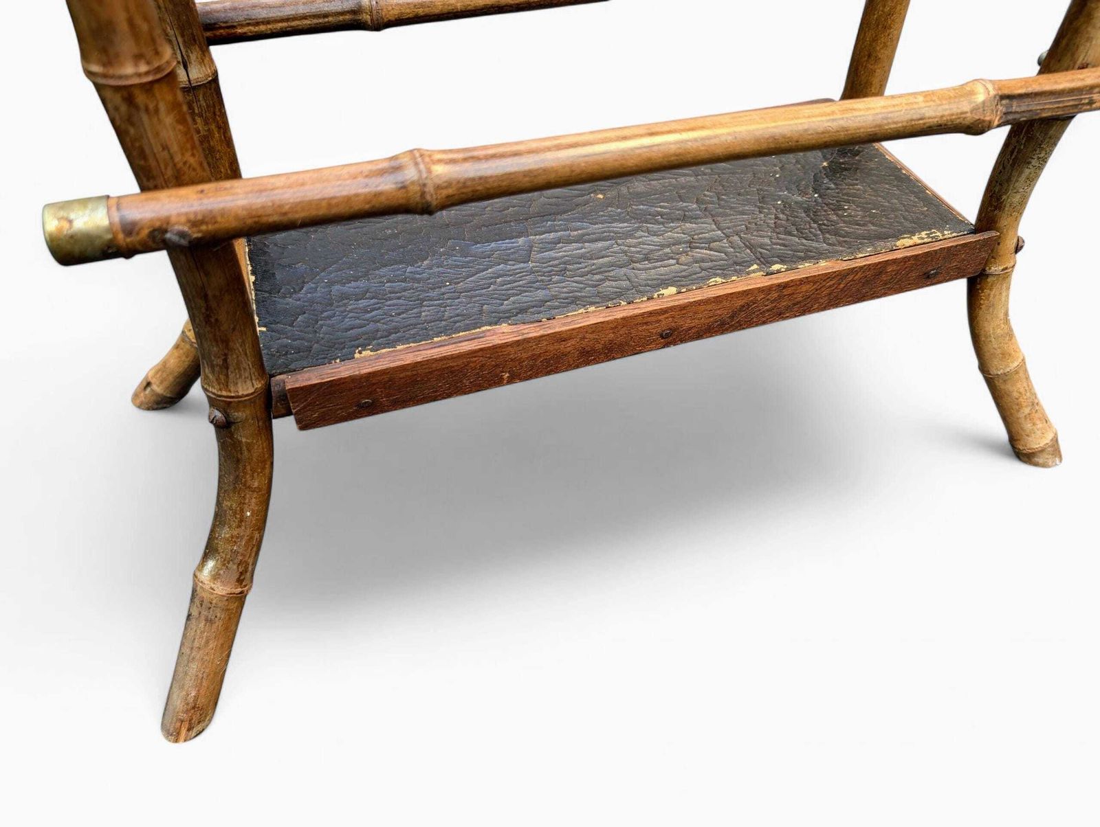Victorian Bamboo Magazine Stand – Anglo Japanese Aesthetic Movement Wicker Rack, C.1880 photo vintage