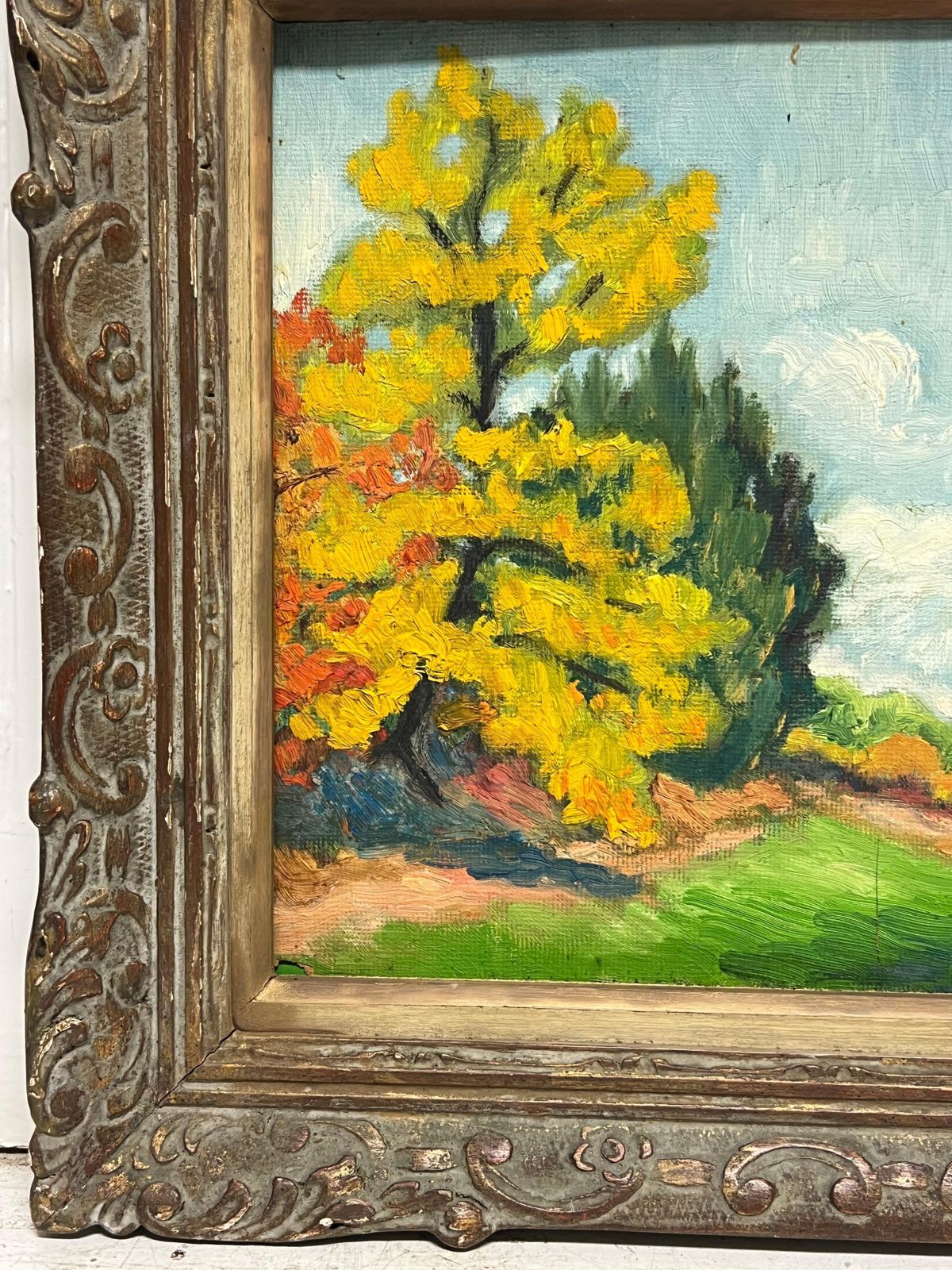 Pierre Piot (1921 1998)fine Mid 20th Century French Post Impressionist Oil Autumn Tall Trees Golden photo 748.0