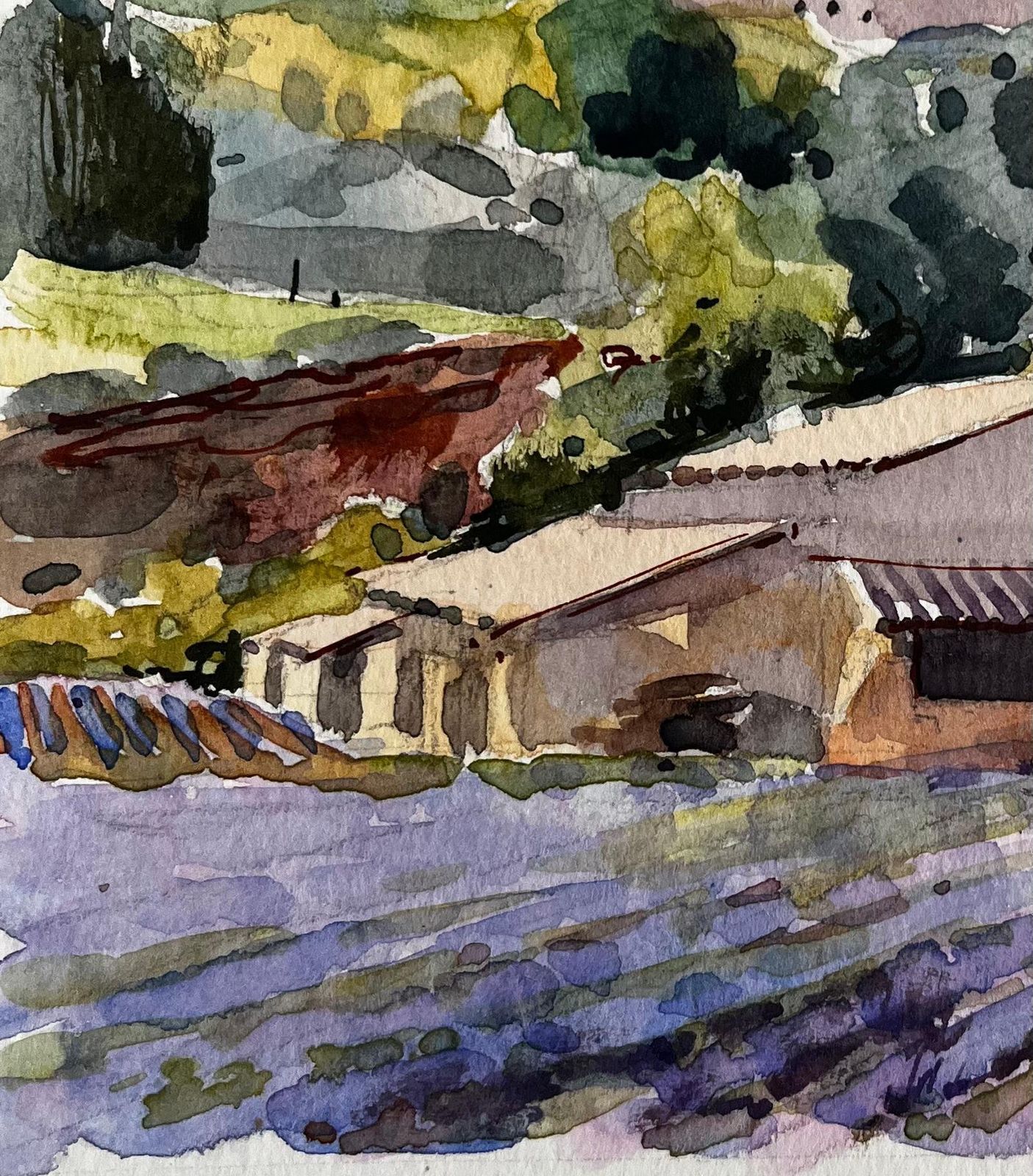 Pierre Neveuprovence Lavender Fields With Farmhouse And Distant Hills French Landscape photo vinterior