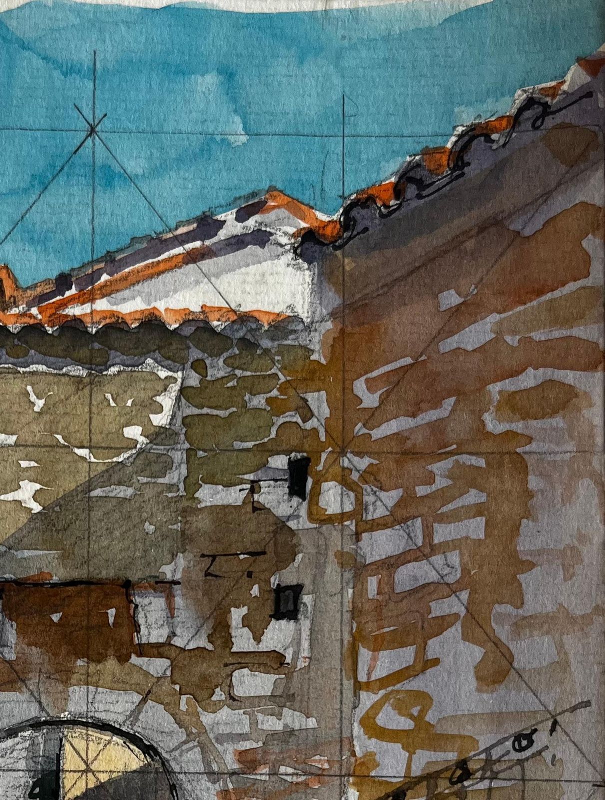 Pierre Neveubargemon Provence Stone Archway Sunlit Steps French Village Watercolor photo vinterior