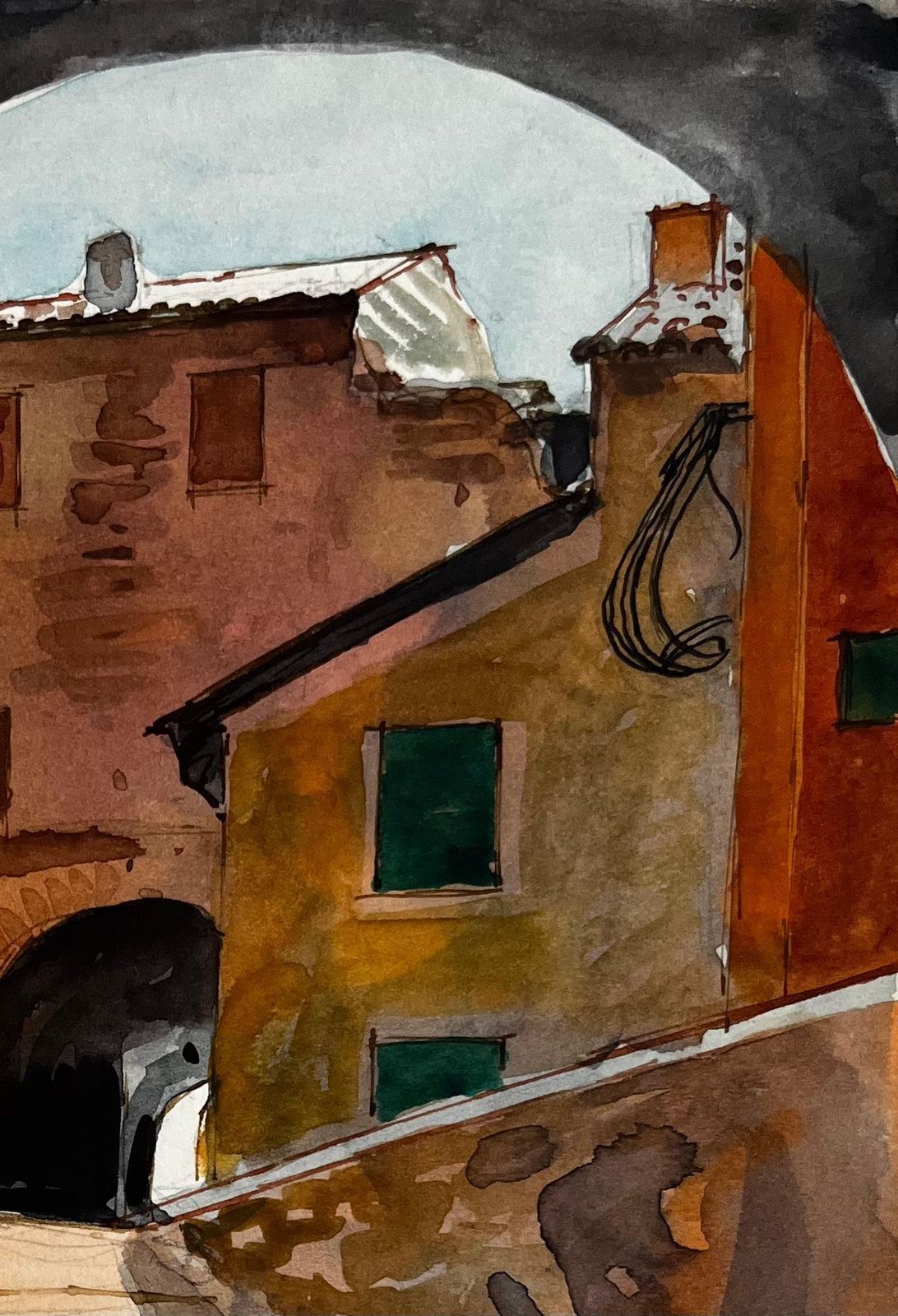 Pierre Neveufrench Village Archway Stone Passage Terracotta Houses And Sunlit Alley photo Art