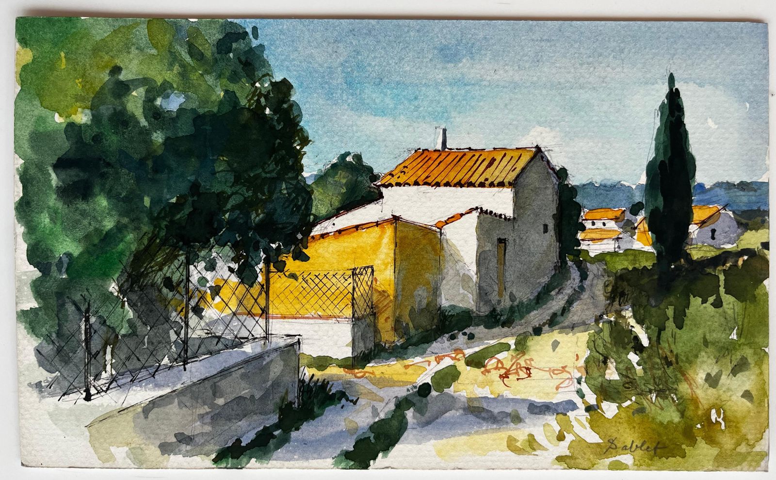 Pierre Neveusablet Provence Village Sunlit Houses Cypress Tree And Summer Landscape photo furniture