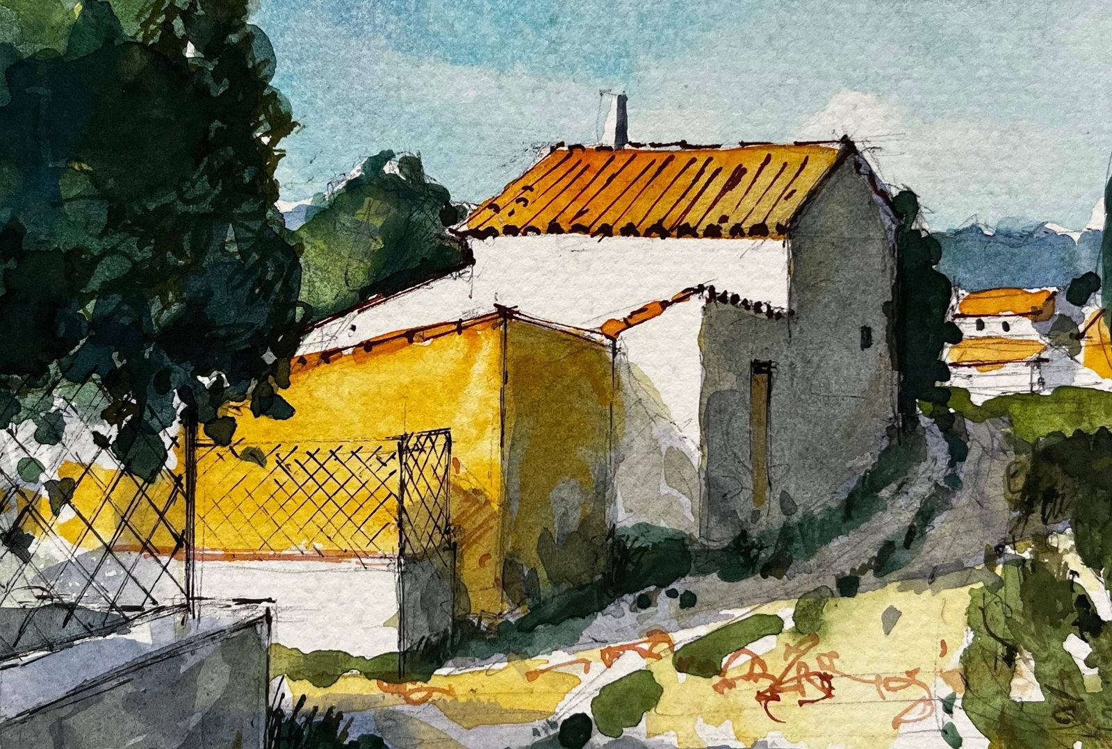Pierre Neveusablet Provence Village Sunlit Houses Cypress Tree And Summer Landscape photo buy