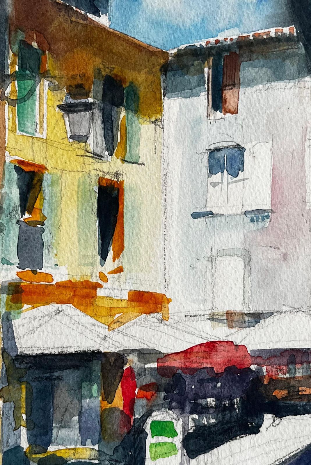 Pierre Neveufrench Street Café Colourful Facades Sunlit Terrace And Market Awnings photo buy