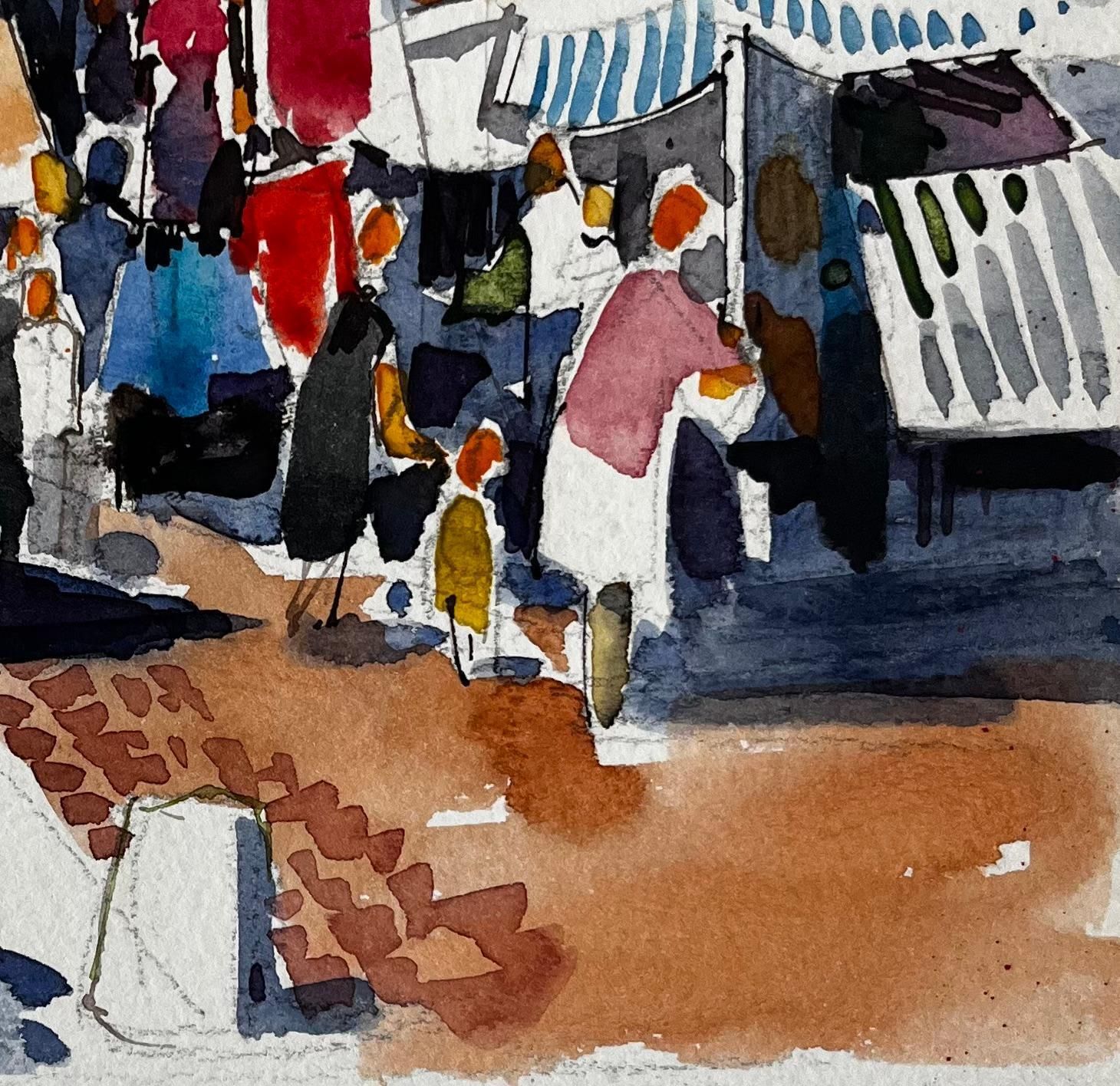 Pierre Neveufrench Street Market Scene Colourful Figures Stalls And Sunlit Architecture photo 425.0
