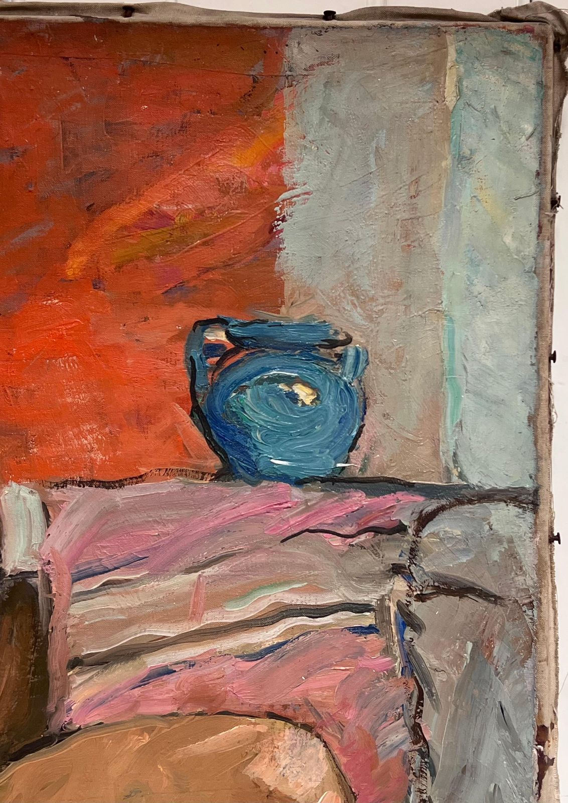 Suzanne Dinkessuperb French Mid Century Oil Painting Nude Woman Artists Model In Interior Room1950's photo for sale