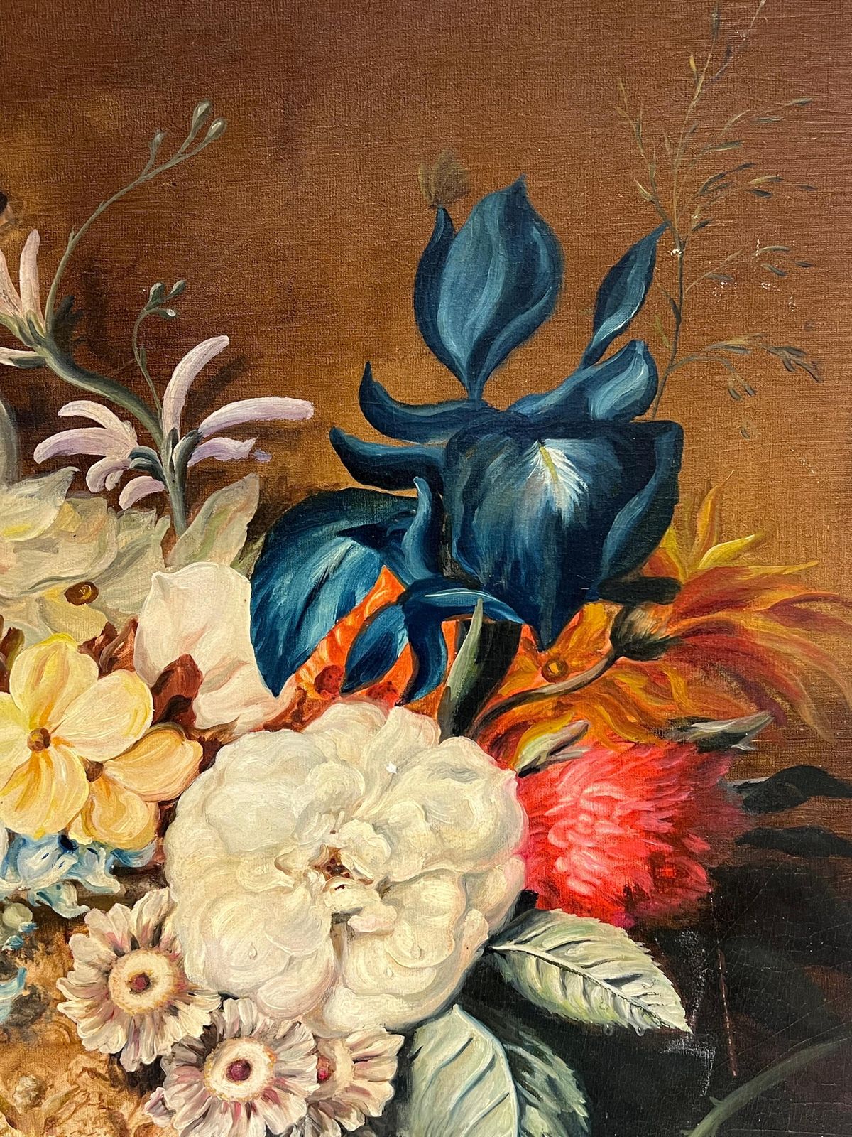 Frank Lonsdalefine Classical Still Life Of Ornate Flowers On Marble Plinth Signed English Oil1936 photo for sale