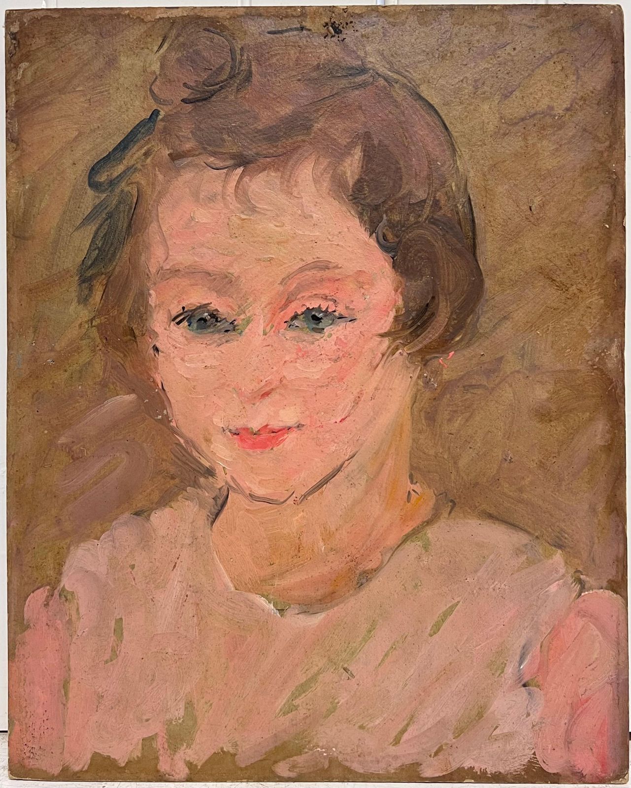 Suzanne Dinkes1930's French Oil Painting Double Sided Portrait Painting Of Woman1930's photo furniture