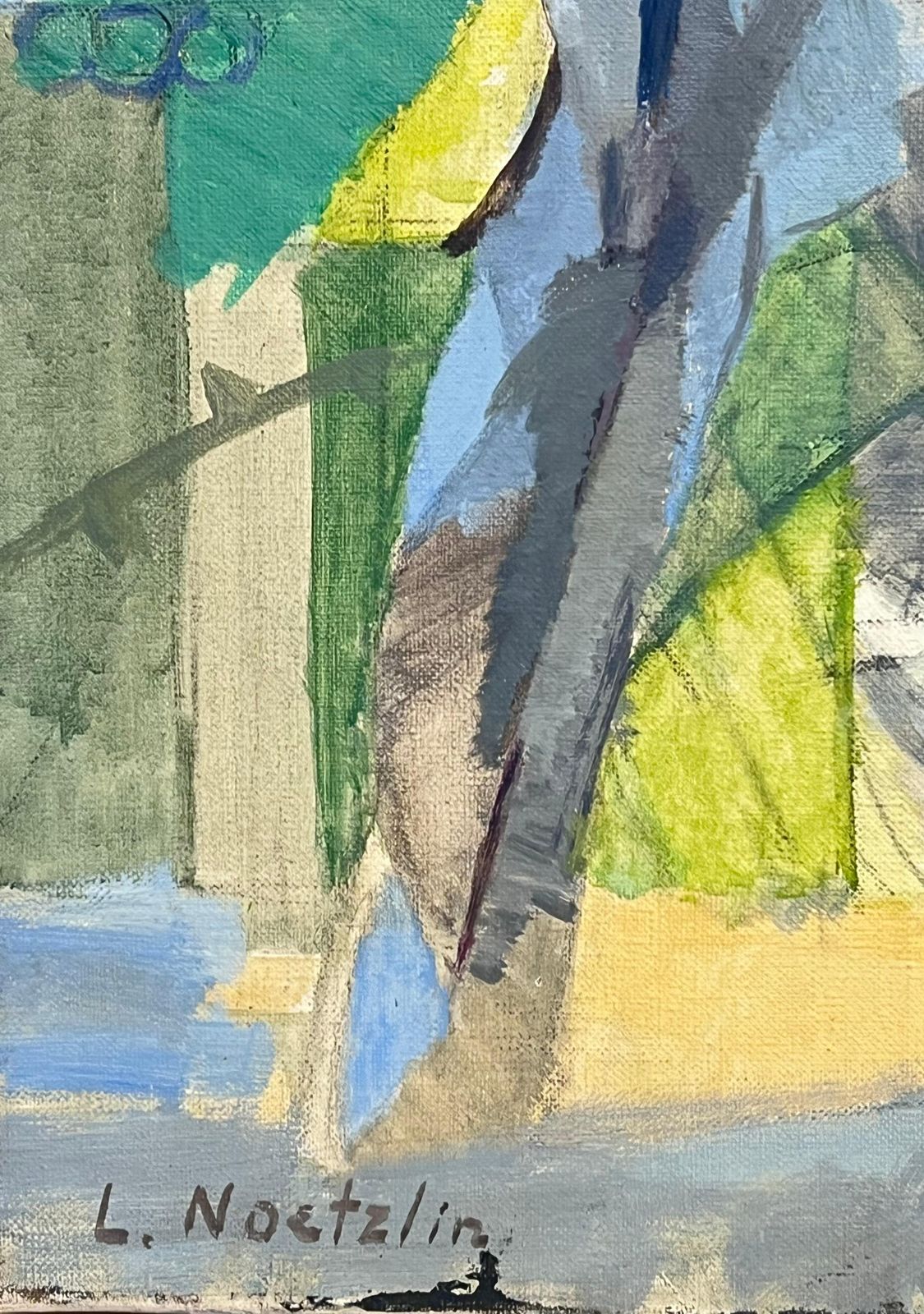 Laure Noetzin Azam (French 1929 2024)signed 20th Mid Century French Cubist Oil Painting Construction Of A Town photo buy