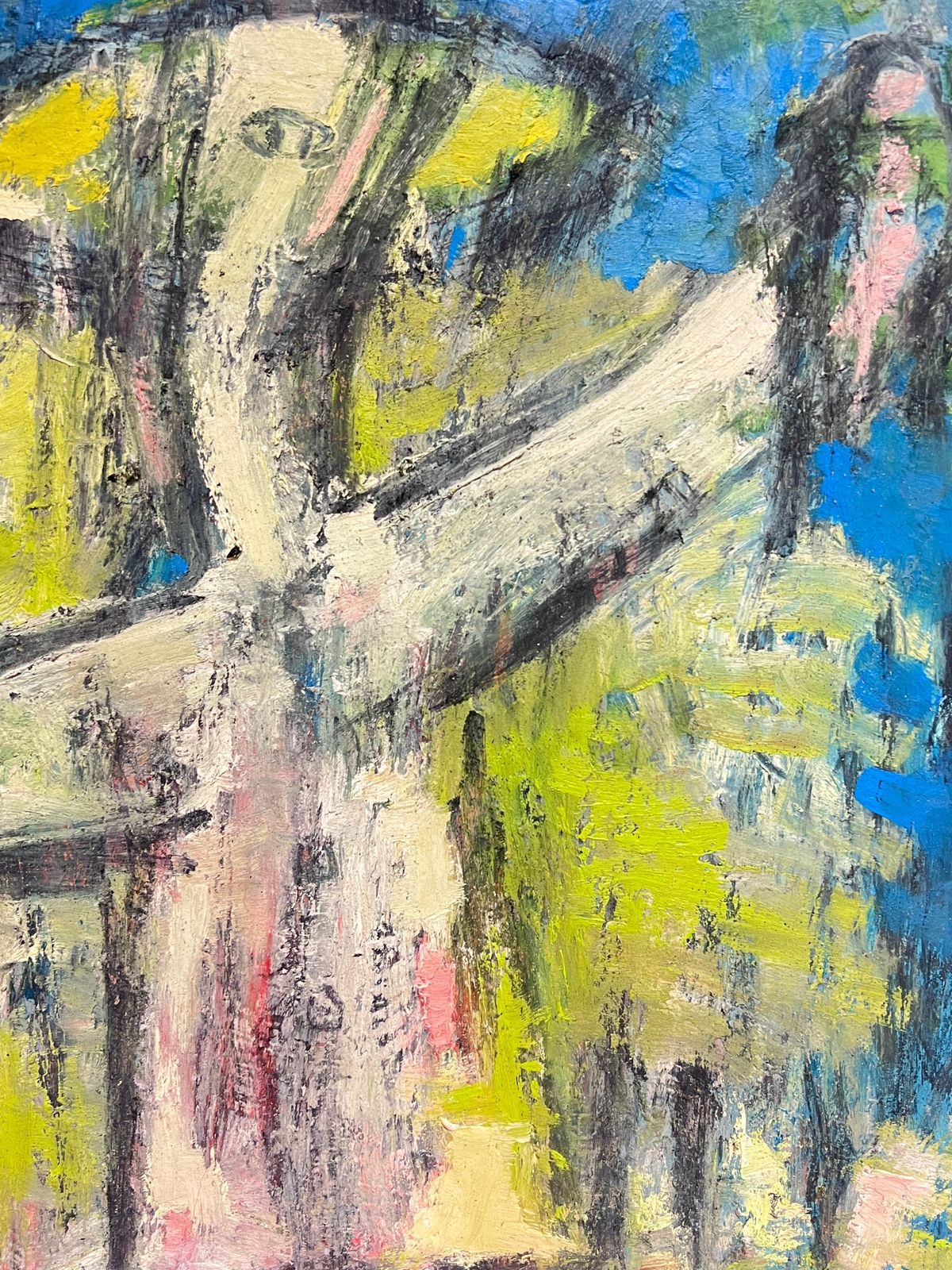 French School Large French Modernist Abstract Figurative Signed Oil Painting 19911991 photo Art