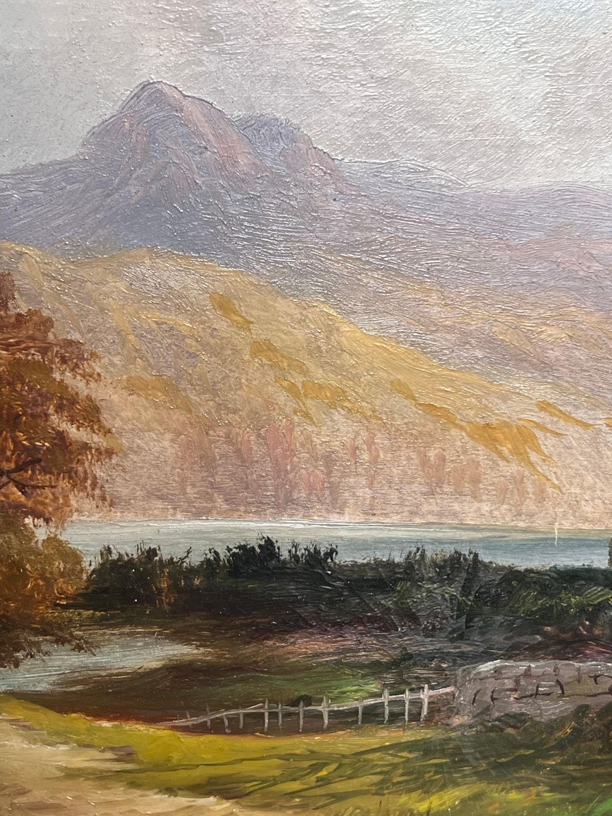 Emma Landseersigned 19th Century Scottish Oil Painting Figures Crossing Old Stone Bridge photo Art