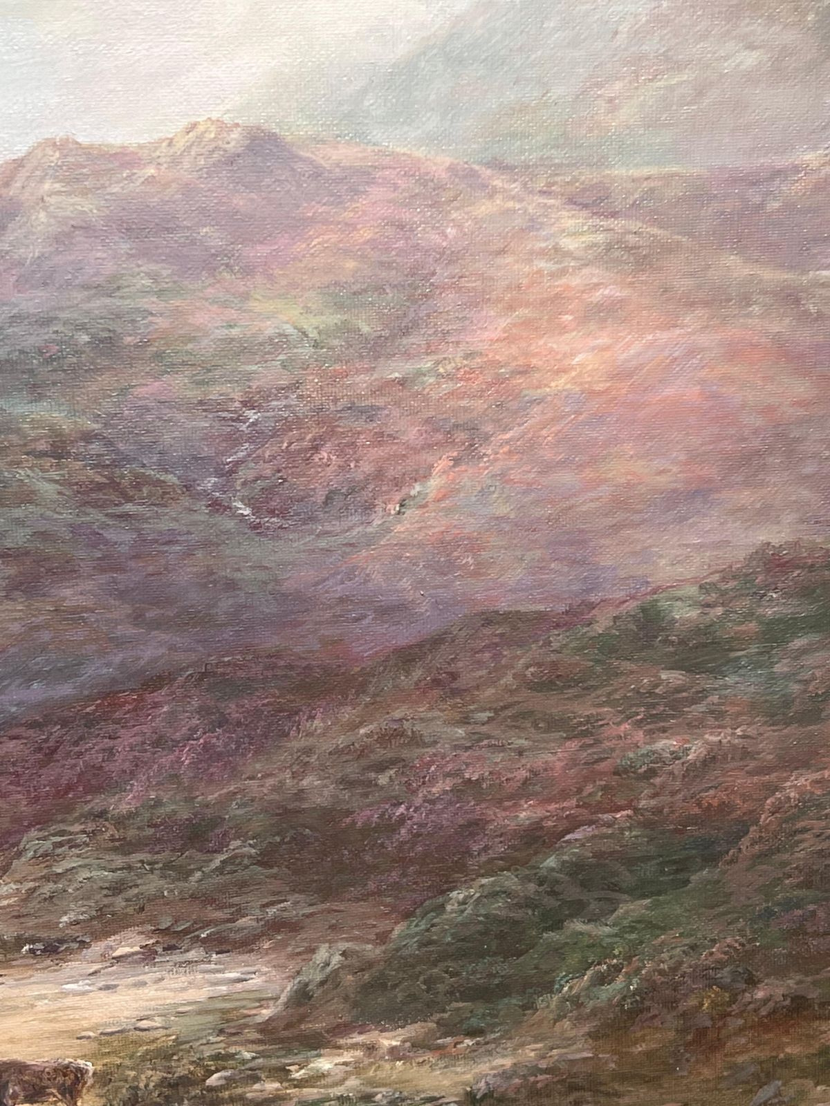 Prudence Turnerhuge Scottish Oil Painting Stags In Mountainous Autumn Landscape Signed Framedc. 1970's photo vinterior