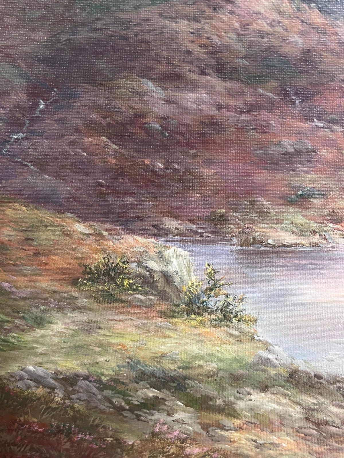 photo furniture Prudence Turnerhuge Scottish Oil Painting Stags In Mountainous Autumn Landscape Signed Framedc. 1970's