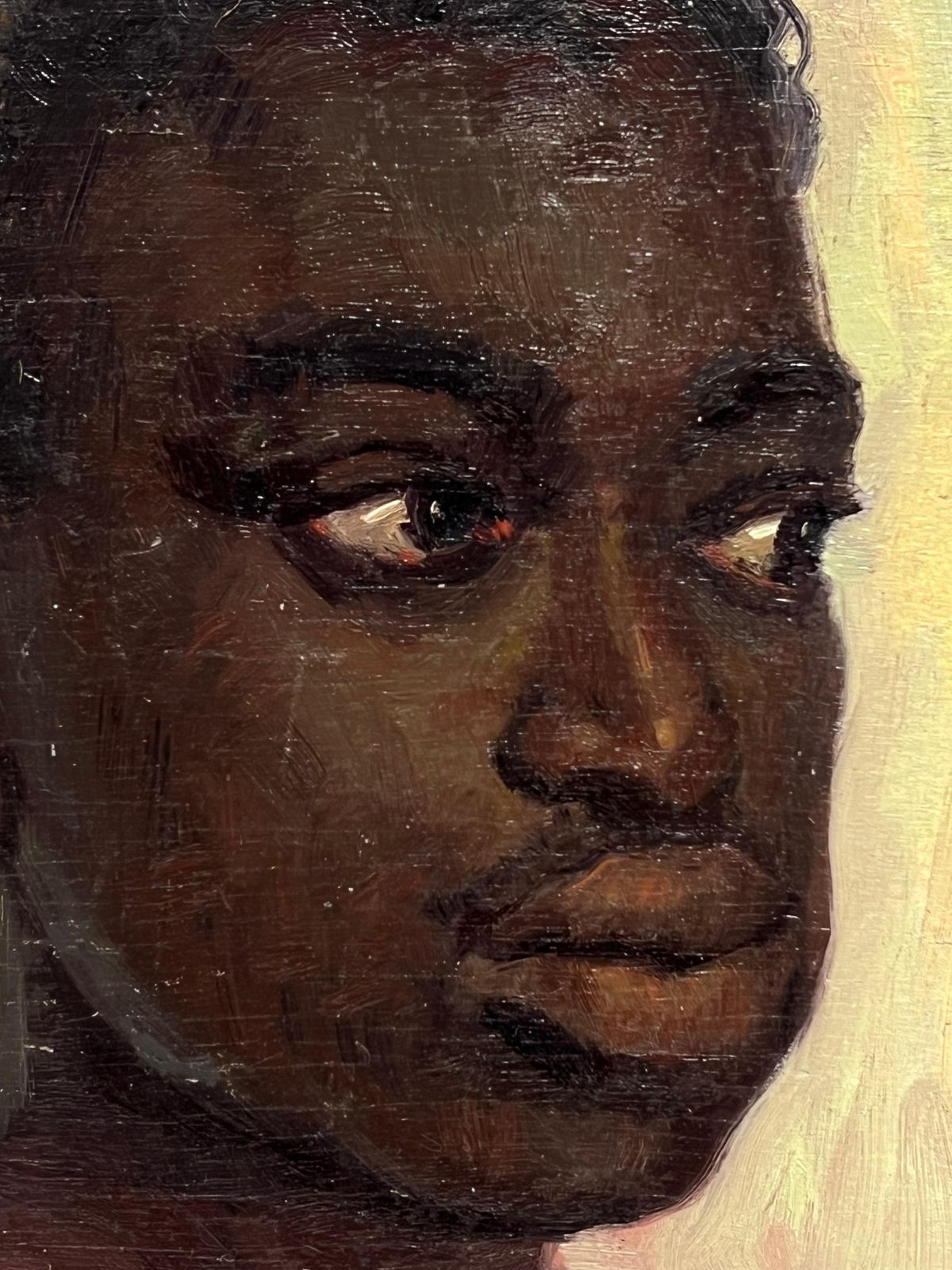 French School Fine 1950's French Signed Oil Painting Head & Shoulders Portrait Nude Man photo Art