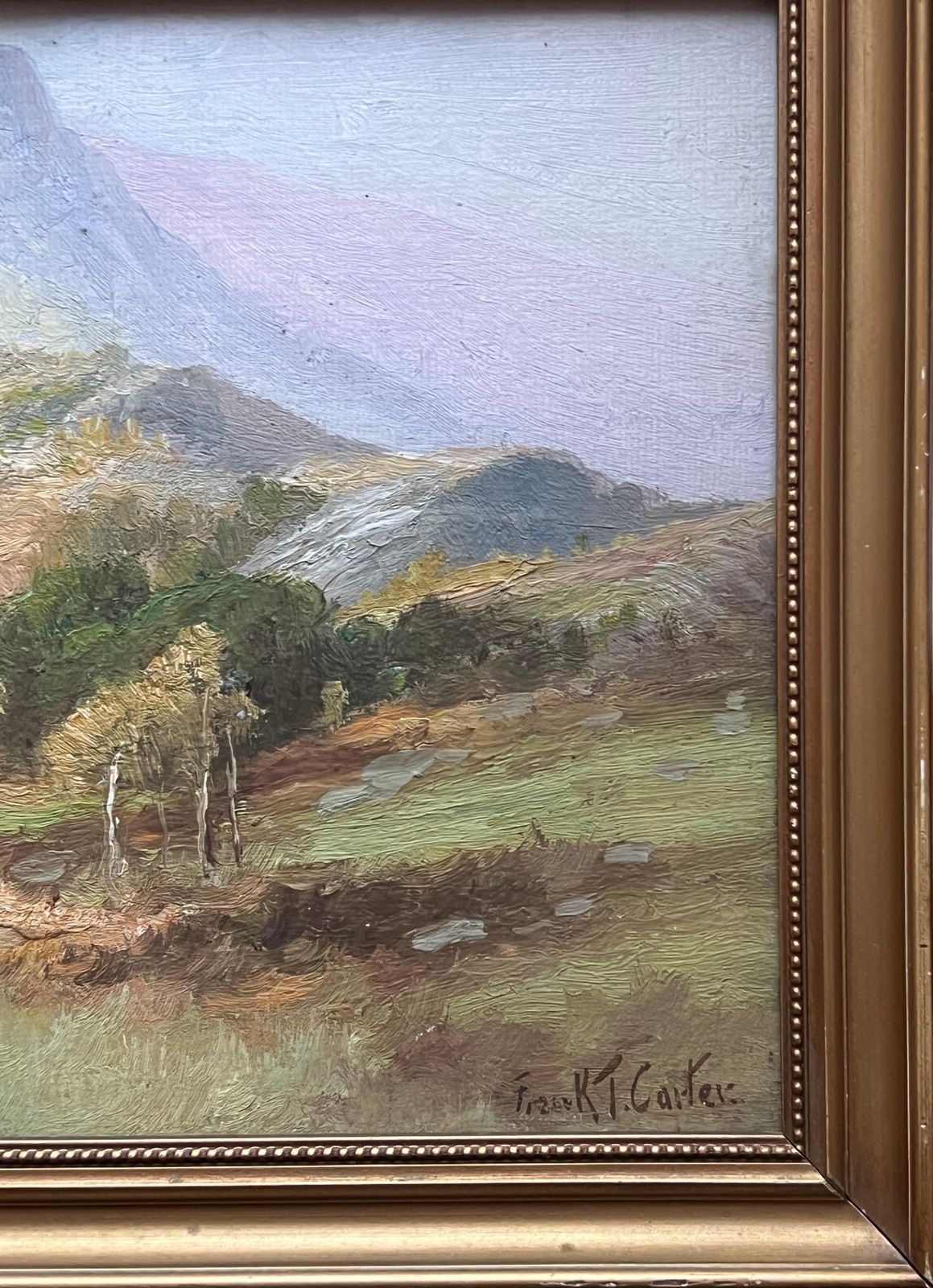 Frank T Carterantique Scottish Highlands Landscape Signed Oil Painting Gilt Frame photo vinterior