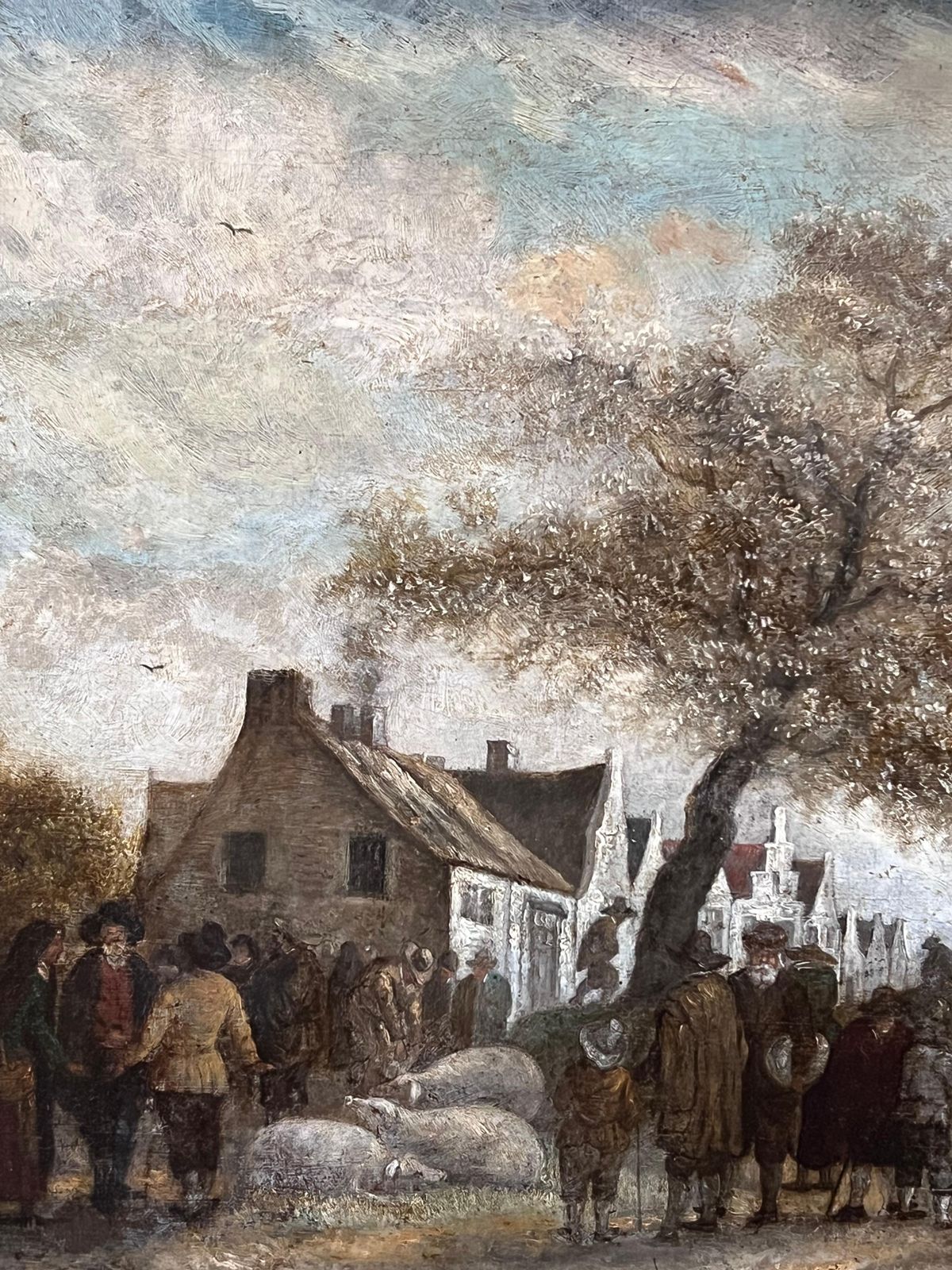 Dutch 1800'sfine Quality Early 1800's Dutch Oil Painting Farmers Market Gathering Figures photo 2285.0