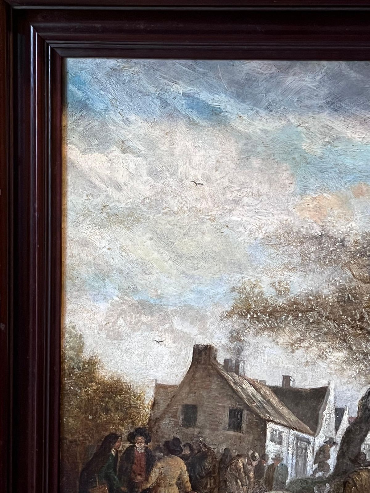 Dutch 1800'sfine Quality Early 1800's Dutch Oil Painting Farmers Market Gathering Figures photo vinterior
