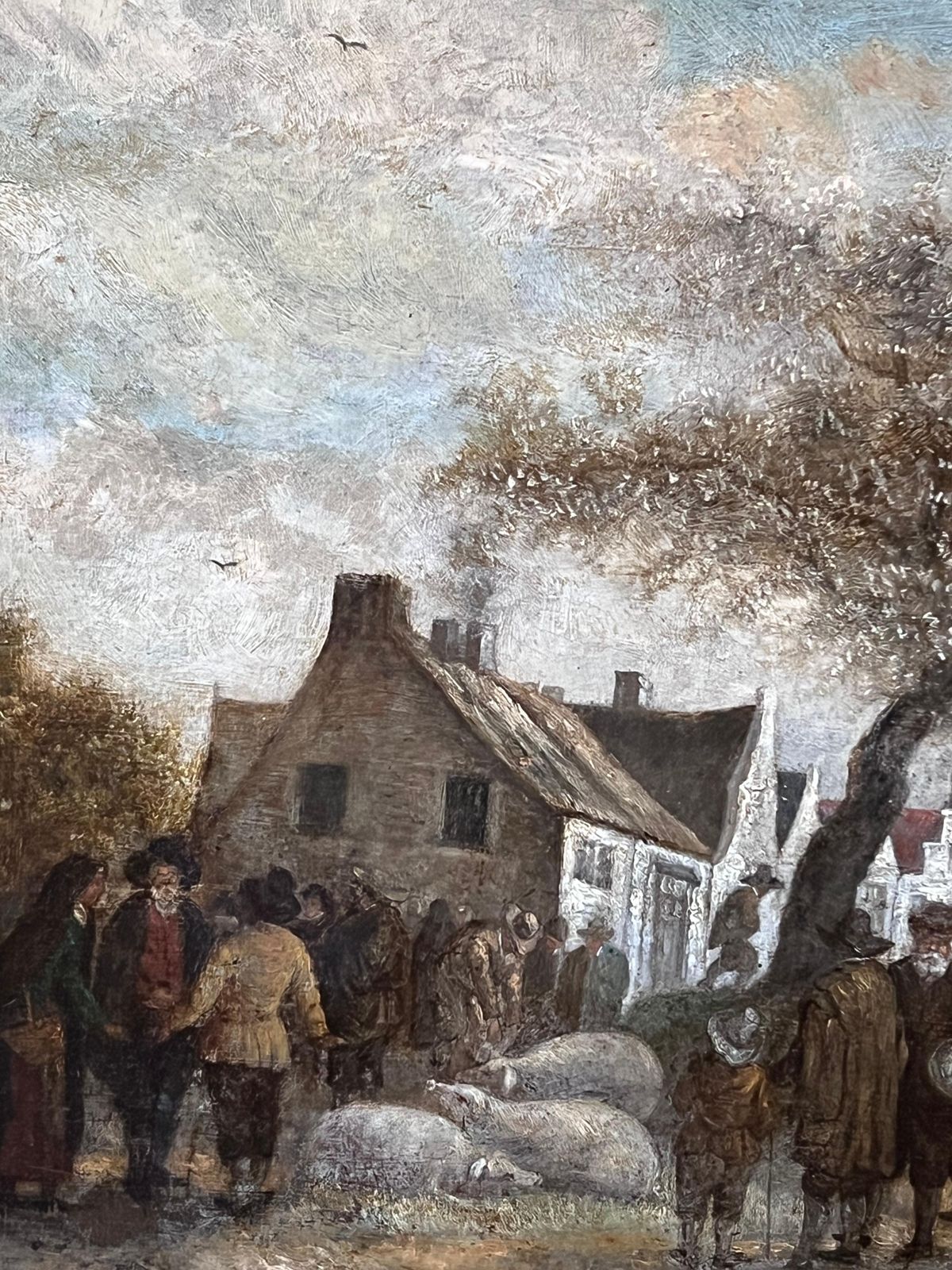 Dutch 1800'sfine Quality Early 1800's Dutch Oil Painting Farmers Market Gathering Figures photo buy