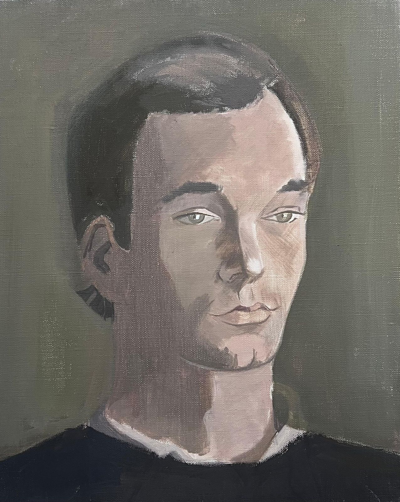 Laure Noetzin Azam (French 1929 2024)head & Shoulders Portrait Young Man 20th Century French Modernist Oil Painting