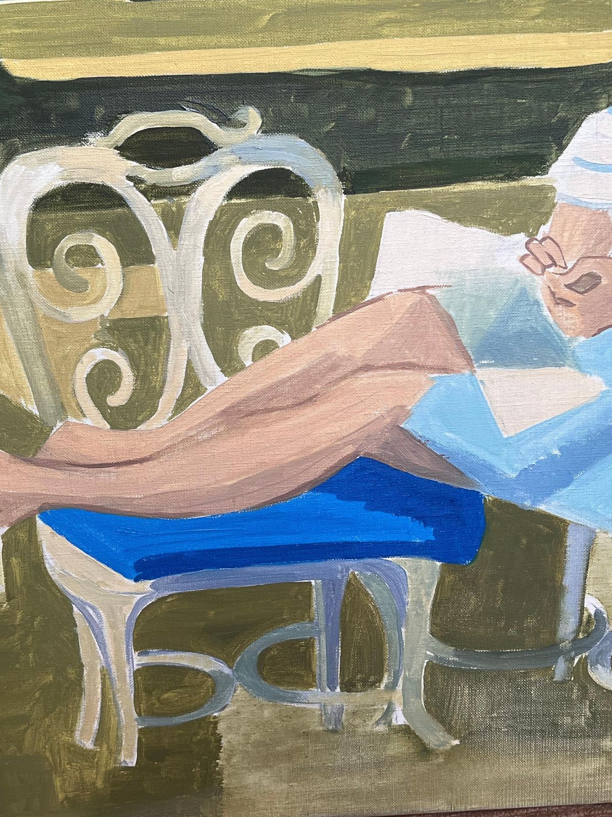Laure Noetzin Azam (French 1929 2024)fine 20th Century French Modernist Oil Painting Young Woman Reading In Garden photo 1410.0