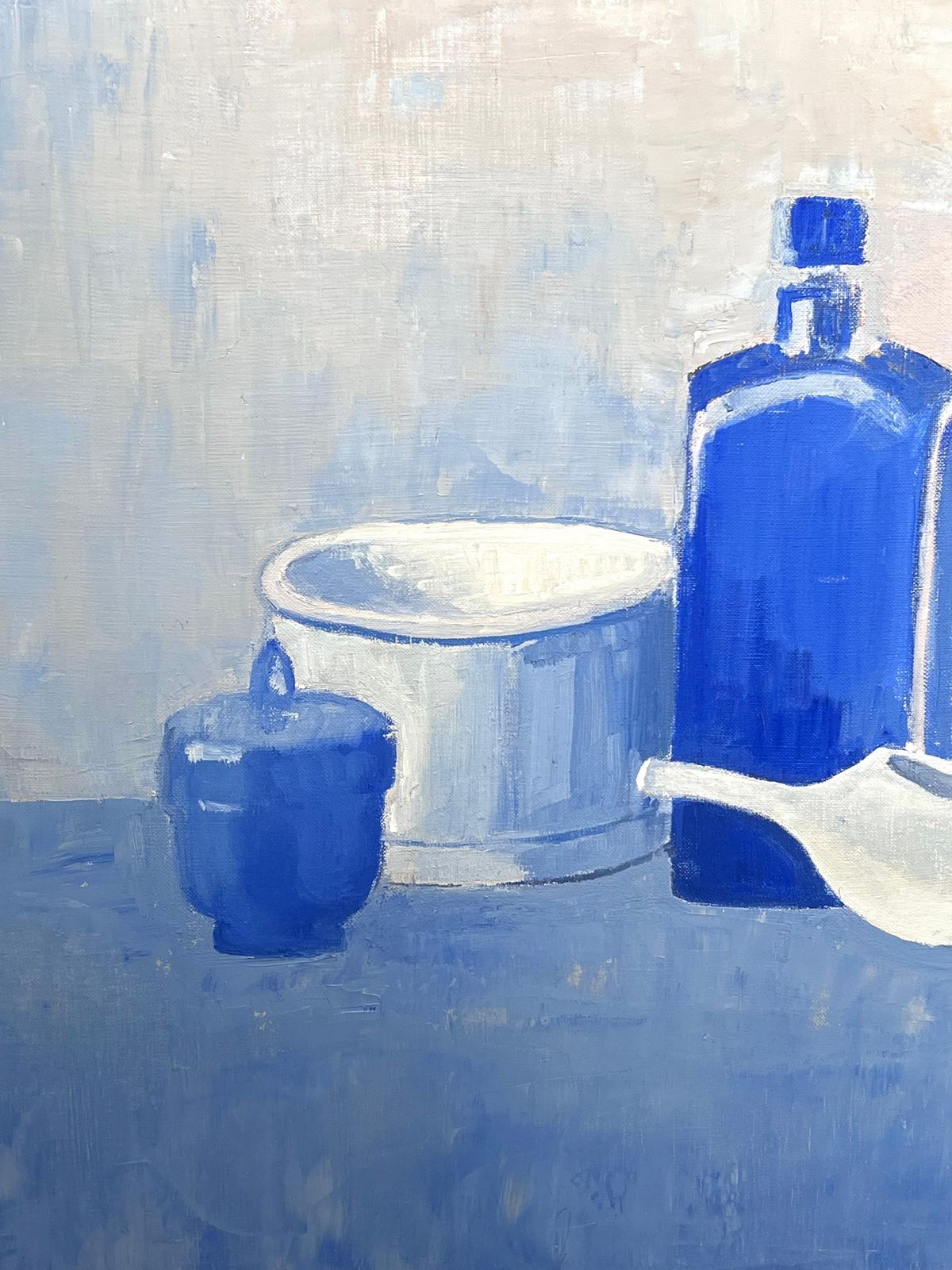 Laure Noetzin Azam (French 1929 2024)still Life In Blue 20th Century French Modernist Oil Painting photo for sale