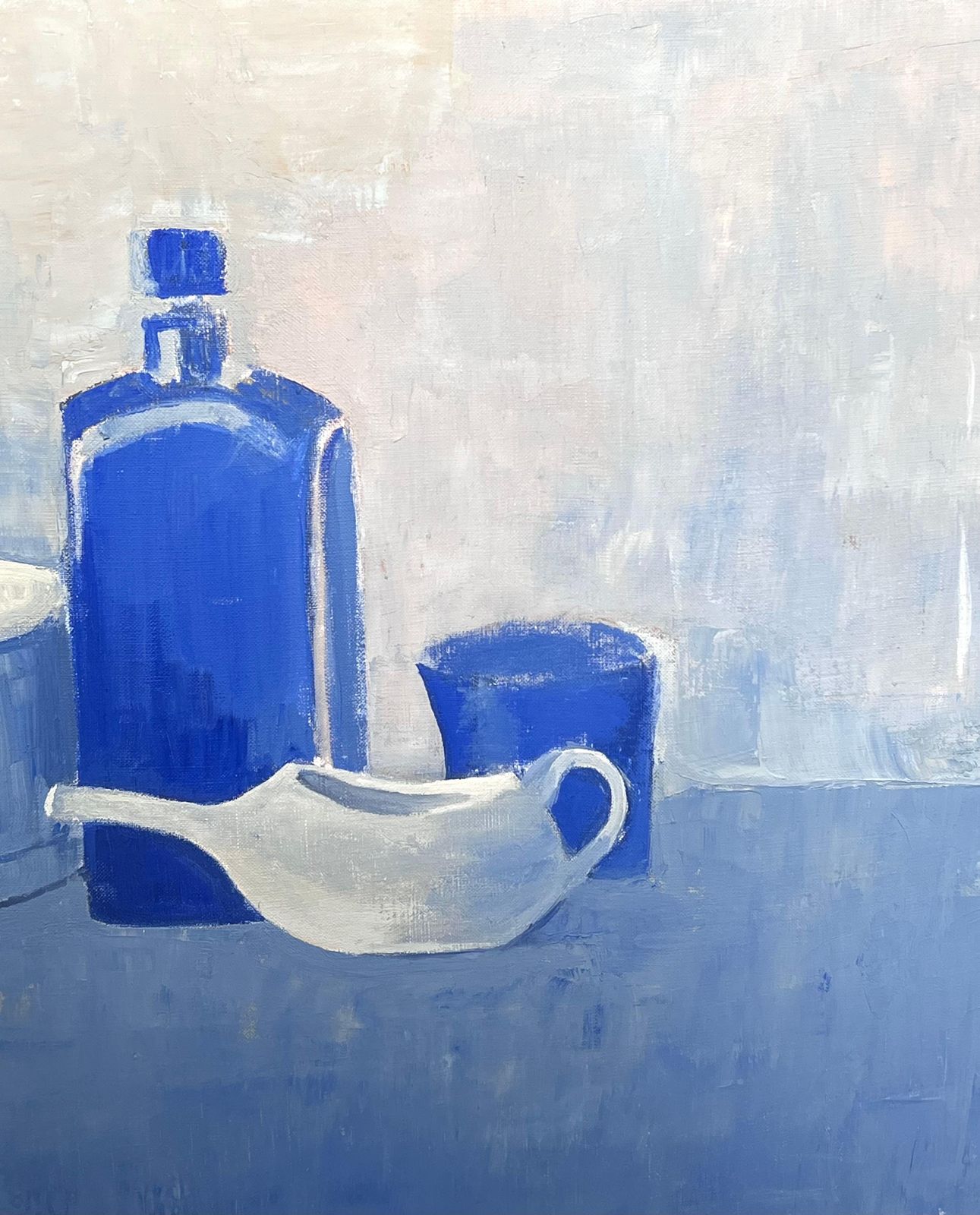 Laure Noetzin Azam (French 1929 2024)still Life In Blue 20th Century French Modernist Oil Painting photo vinterior