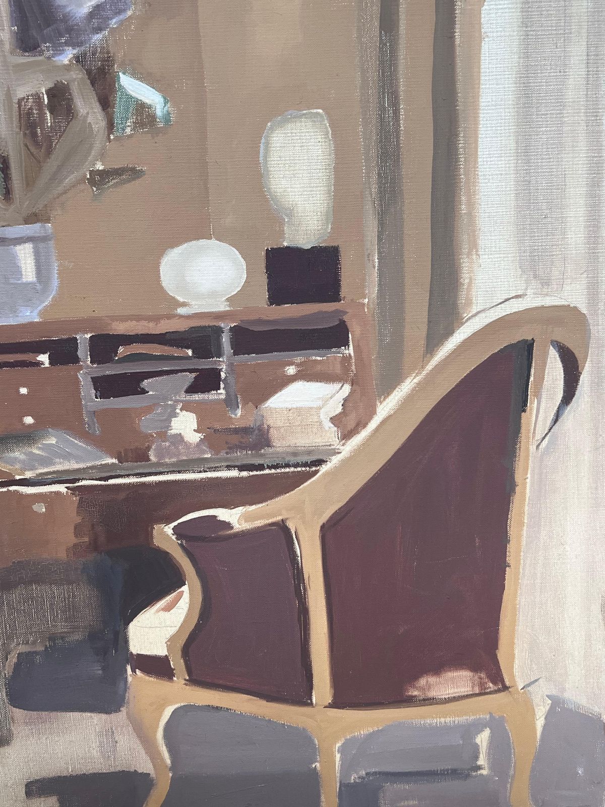 Laure Noetzin Azam (French 1929 2024)20th Century French Modernist Oil Painting Interior Salon Bureau Desk & Chair photo 1422.0