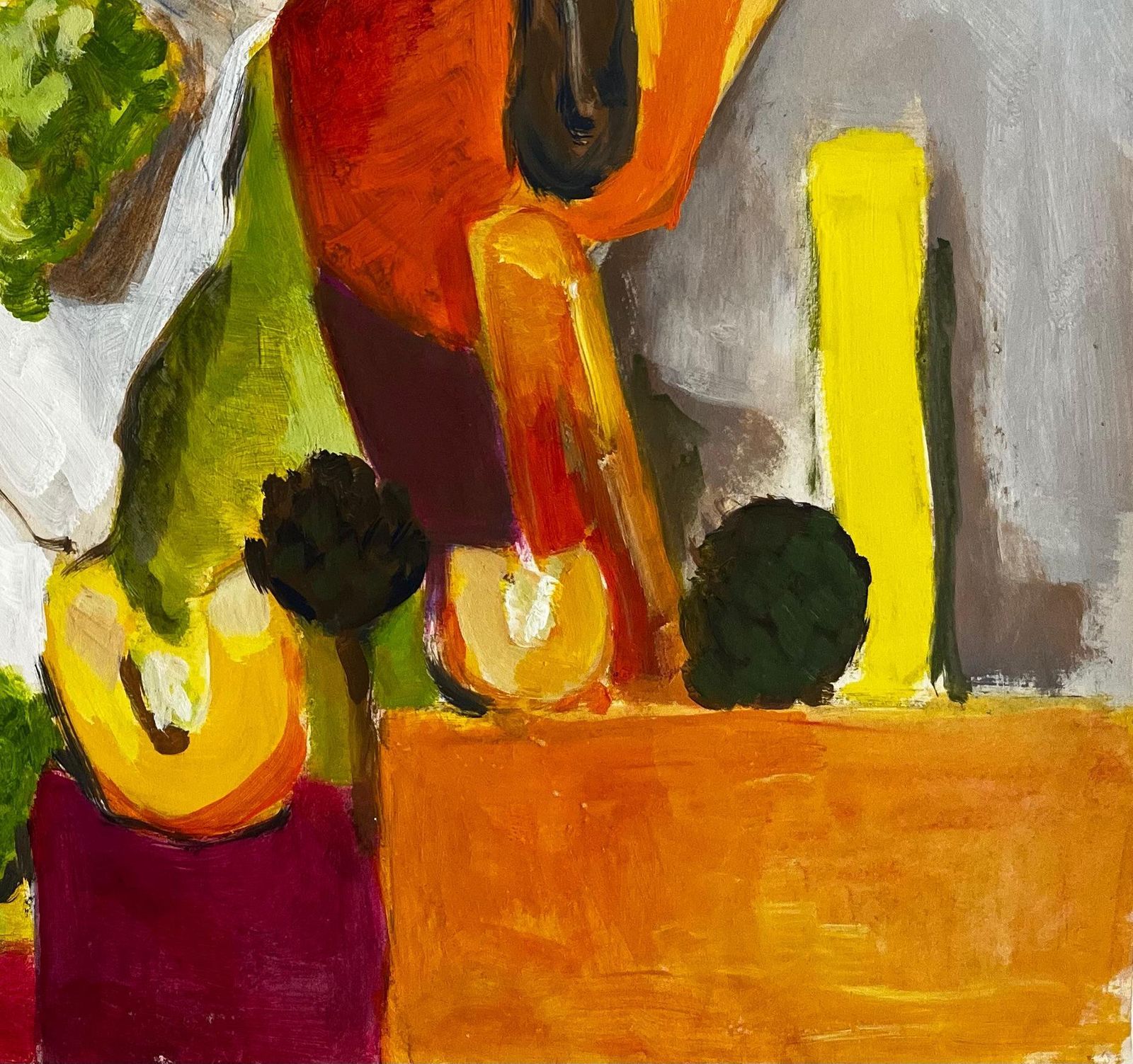 Guy Nicod Abstract Vegetable Still Life With Squash Broccoli And Courgettes Gouache photo Art