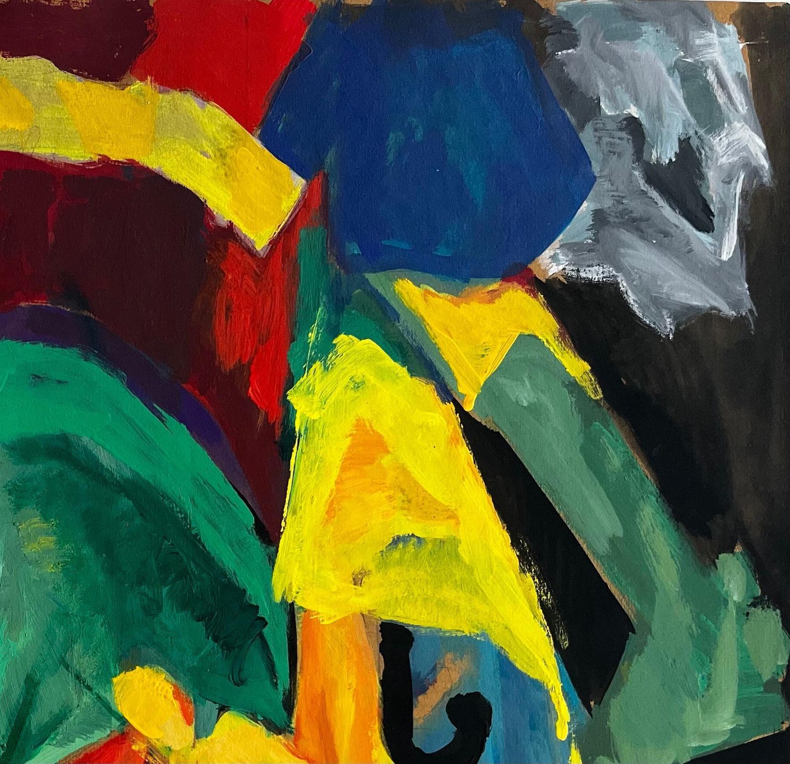 Guy Nicod Vibrant Abstract Expressionist Colour Field French Modernist Gouache photo Art