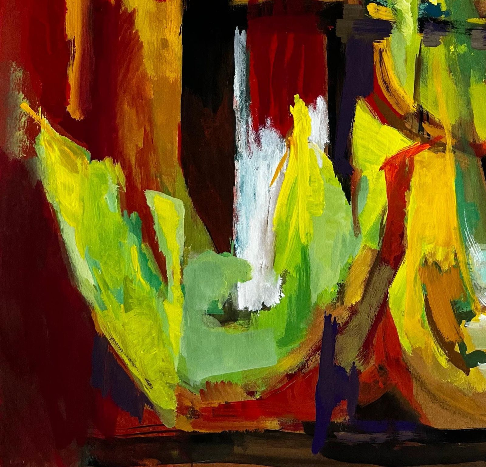 Guy Nicod Abstract Still Life With Melons Bold Colourful French Modernist Gouache photo vinterior