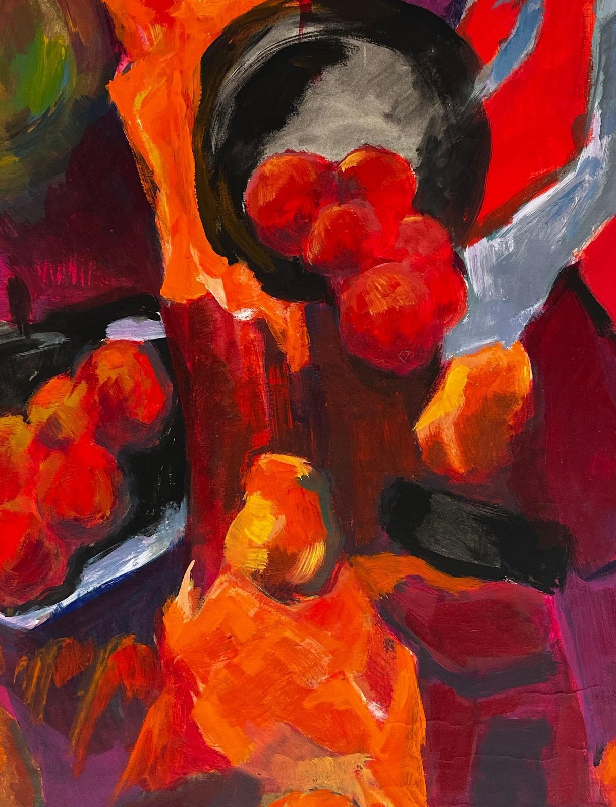 Guy Nicod Abstract Still Life With Pears Apples And Oranges Modernist Gouache photo buy
