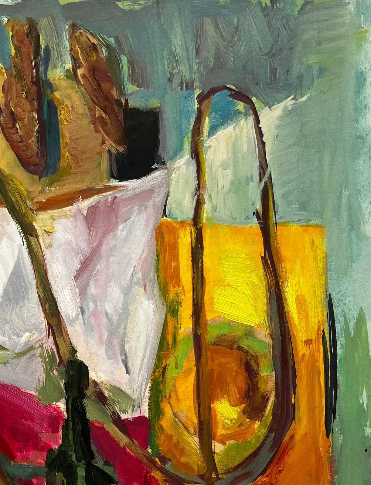 Guy Nicod Green Bottle Looping Rope Draped Fabrics And Yellow Red Forms French Modernist photo Art
