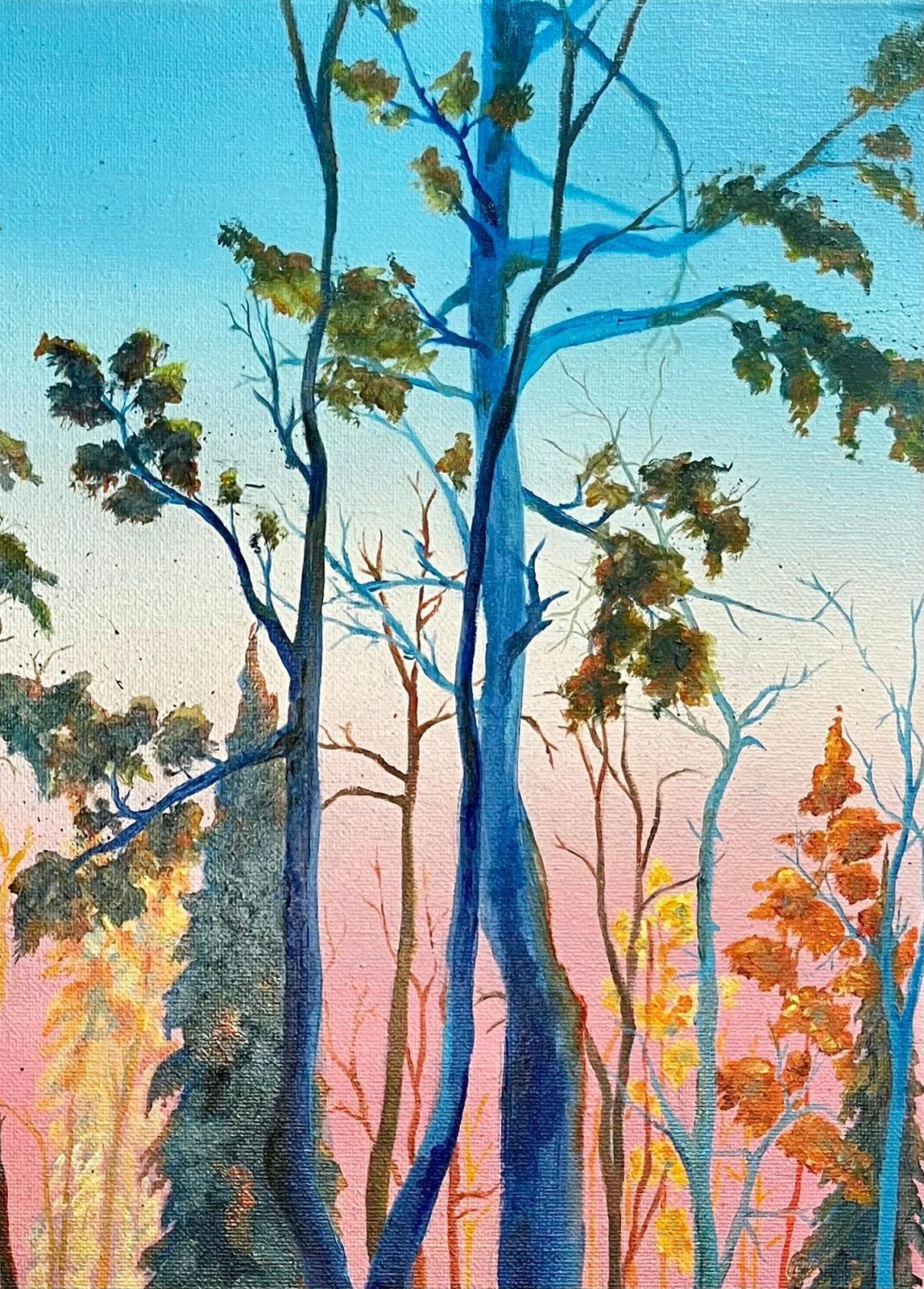 Minty Ramseykuusamo Finland Winter Forest Sunset Landscape Original Contemporary Oil2024 photo vinterior