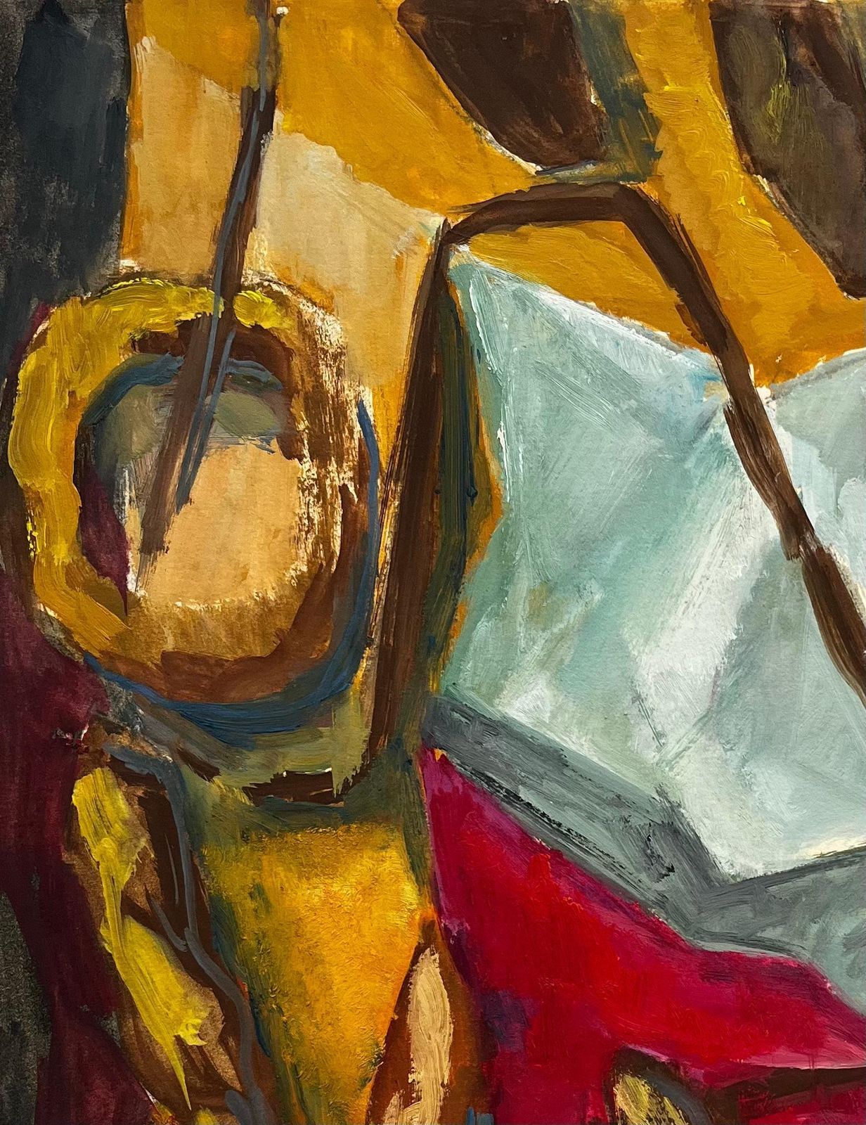 Guy Nicod Green Bottle Abstract Draped Fabrics Bold Colour Modernist Still Life French Art photo 646.0