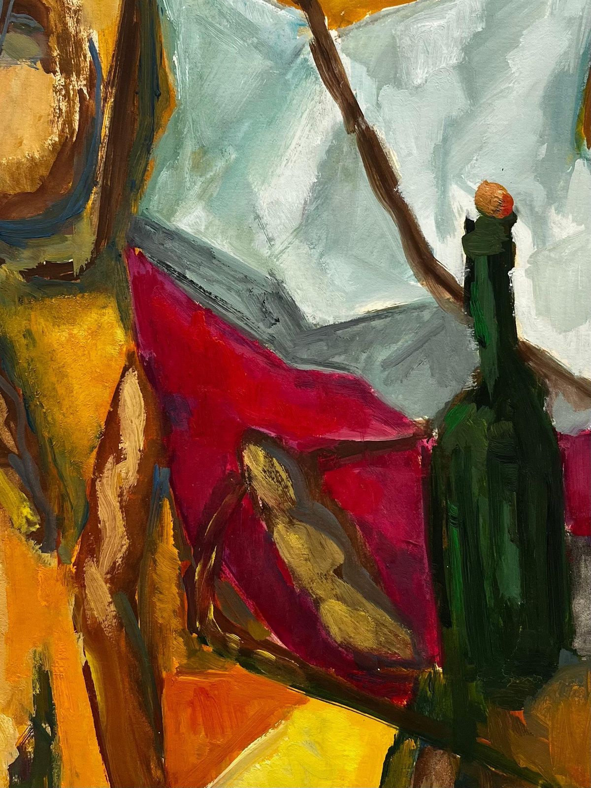 Guy Nicod Green Bottle Abstract Draped Fabrics Bold Colour Modernist Still Life French Art photo buy