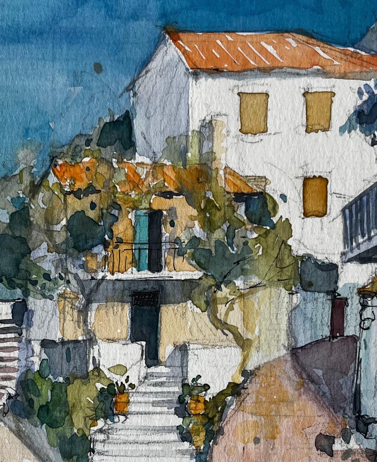 Pierre Neveuroquebrune Cap Martin Mediterranean Houses Terracotta Roofs Sunlit Street photo buy