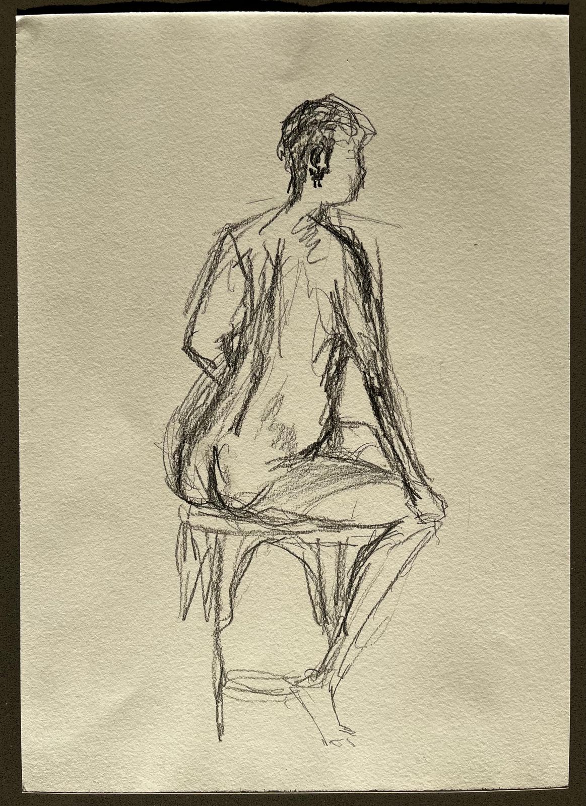 Minty Ramseyseated Back View Nude Female Figure Drawing Expressive Gestural Pencil Study2025 photo furniture
