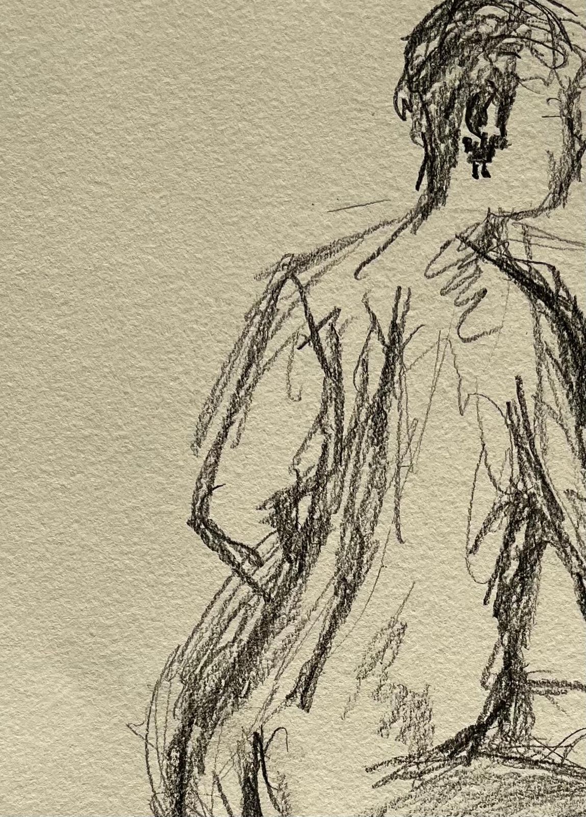 Minty Ramseyseated Back View Nude Female Figure Drawing Expressive Gestural Pencil Study2025 photo Art