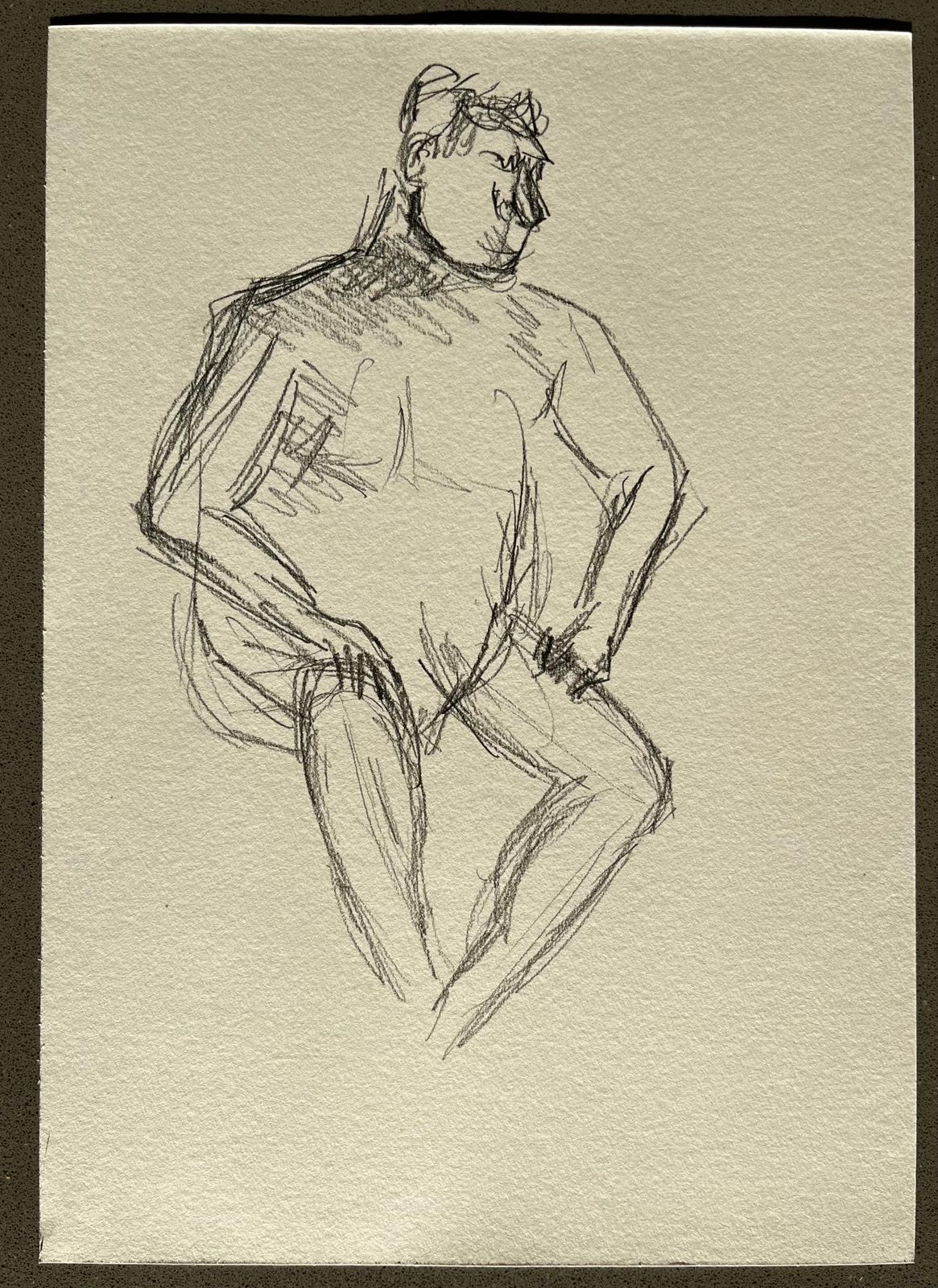 Minty Ramseyseated Nude Male Figure Sketch In Pencil On Paper2025 photo furniture