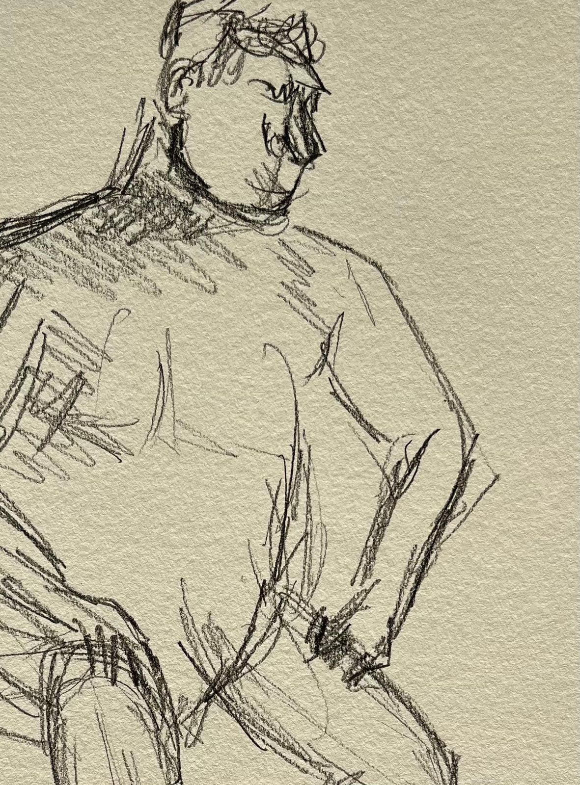 Minty Ramseyseated Nude Male Figure Sketch In Pencil On Paper2025 photo Art