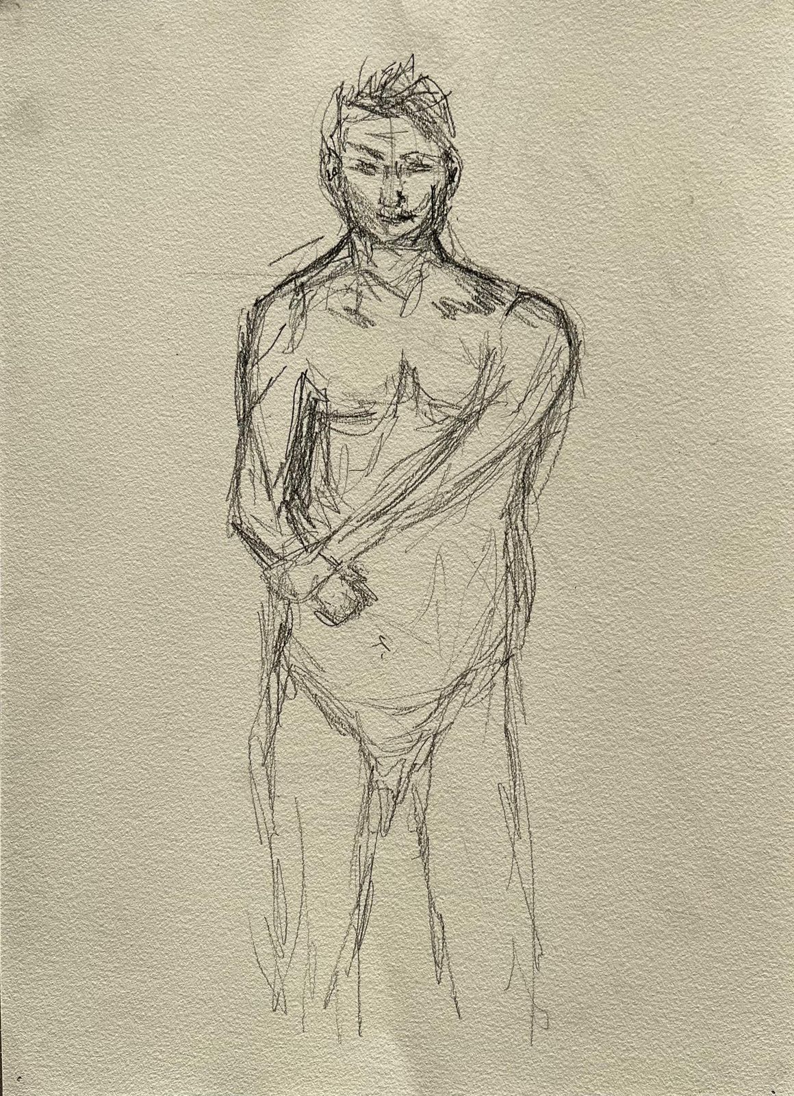 Minty Ramseystanding Nude Male Figure Front View Expressive Contemporary Life Drawing2025