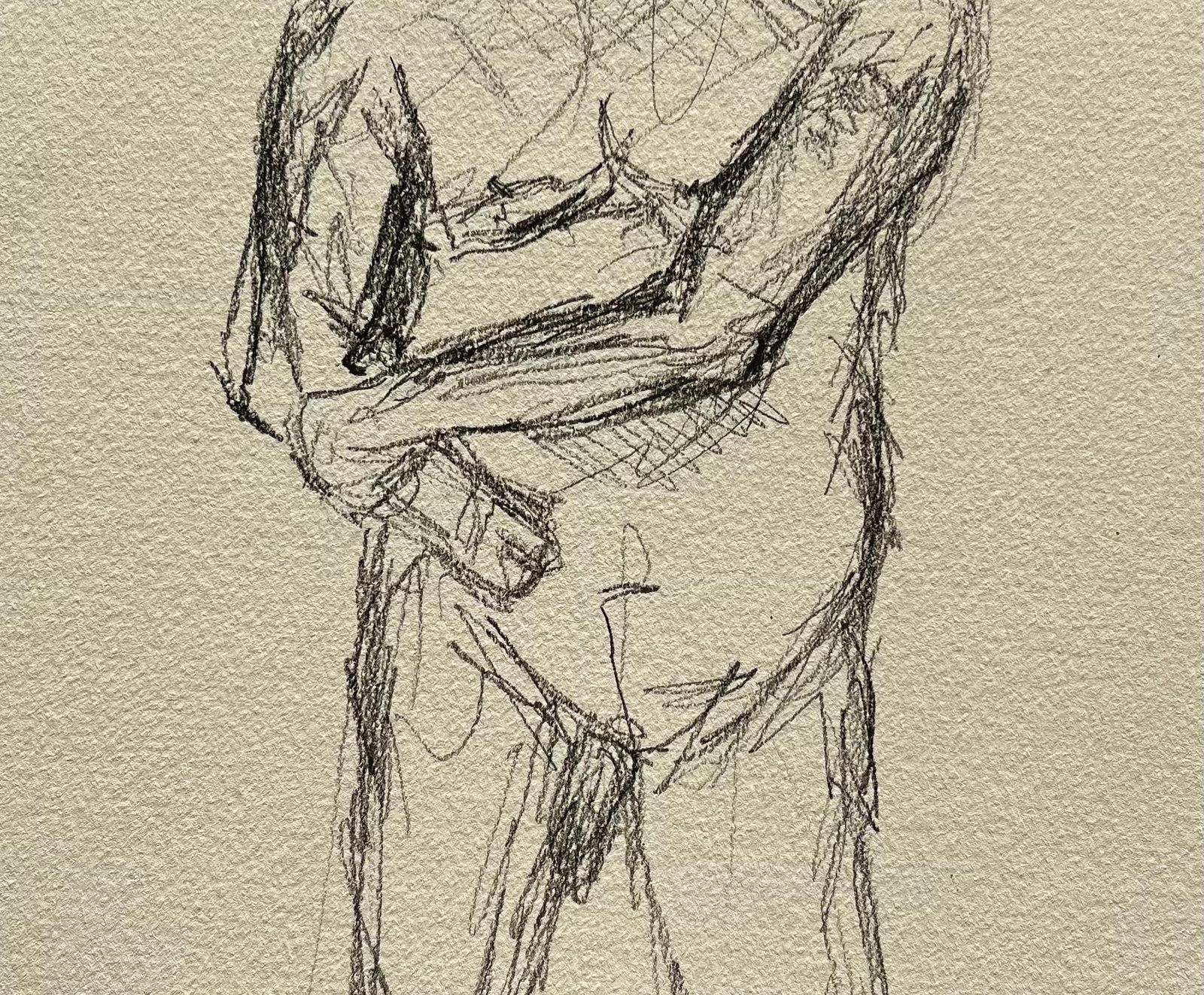 Minty Ramseystanding Nude Male Figure Sketch In Pencil On Paper2025 photo Art