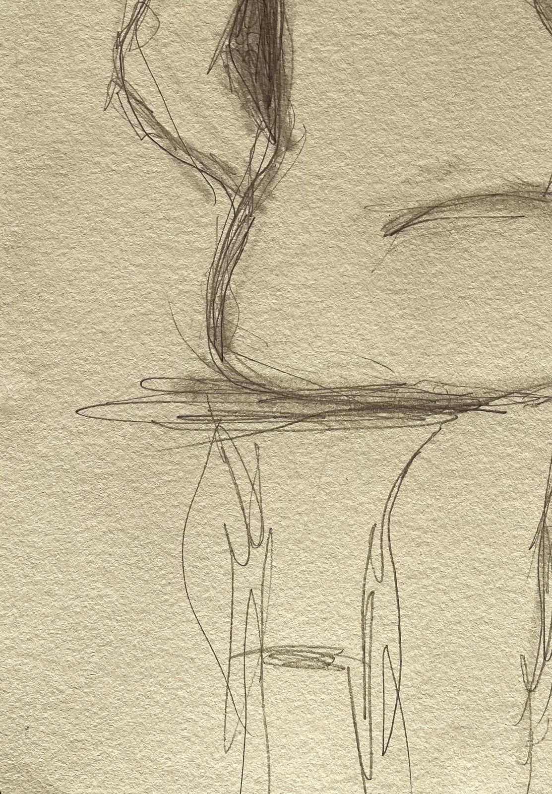 Minty Ramseyseated Back View Nude Female Figure Minimalist Pencil Contemporary Life Drawing2025 photo Art