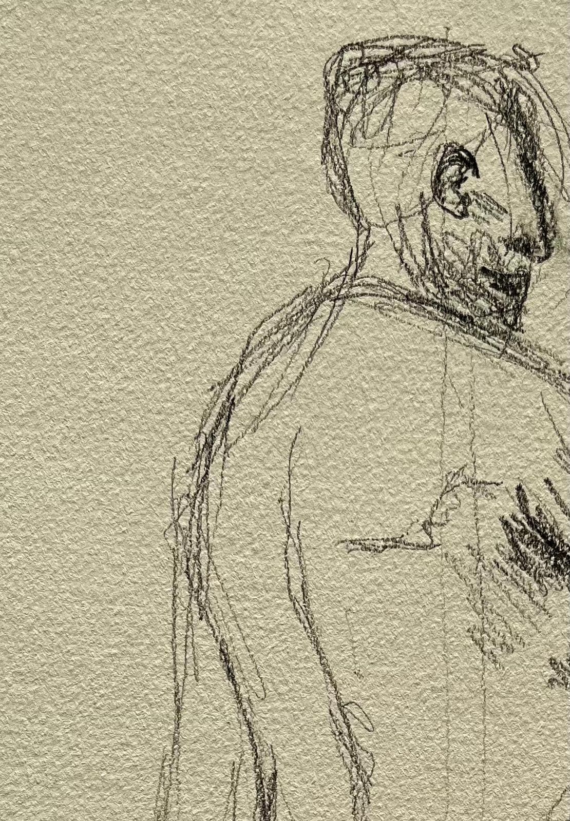 Minty Ramseyturning Nude Male Figure Sketch In Pencil On Paper2025 photo Art