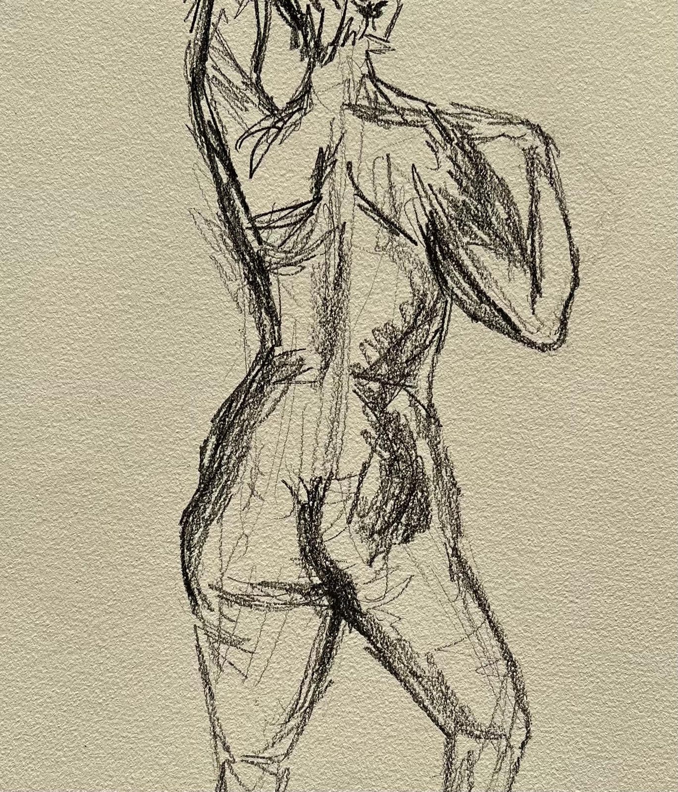 Minty Ramseystanding Back View Nude Female Figure Drawing Expressive Contemporary Study2025 photo buy