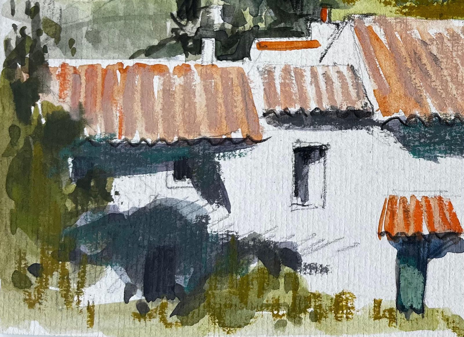 Pierre Neveucucuron Provence Rooftops Terracotta Tiles Village Houses Trees Landscape photo vinterior