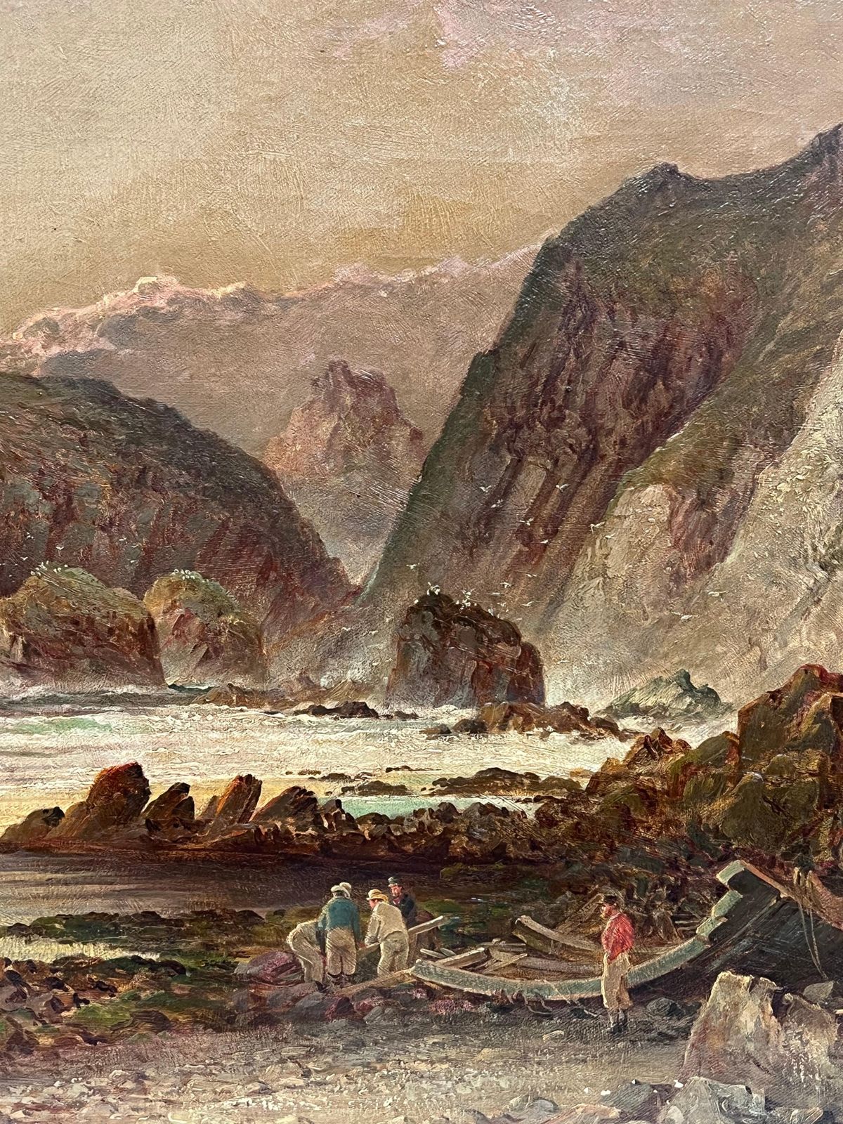 photo buy English School (19th Century)huge Victorian 1880's English Coastal Shipwreck Dramatic Seascape Signed Oil1884