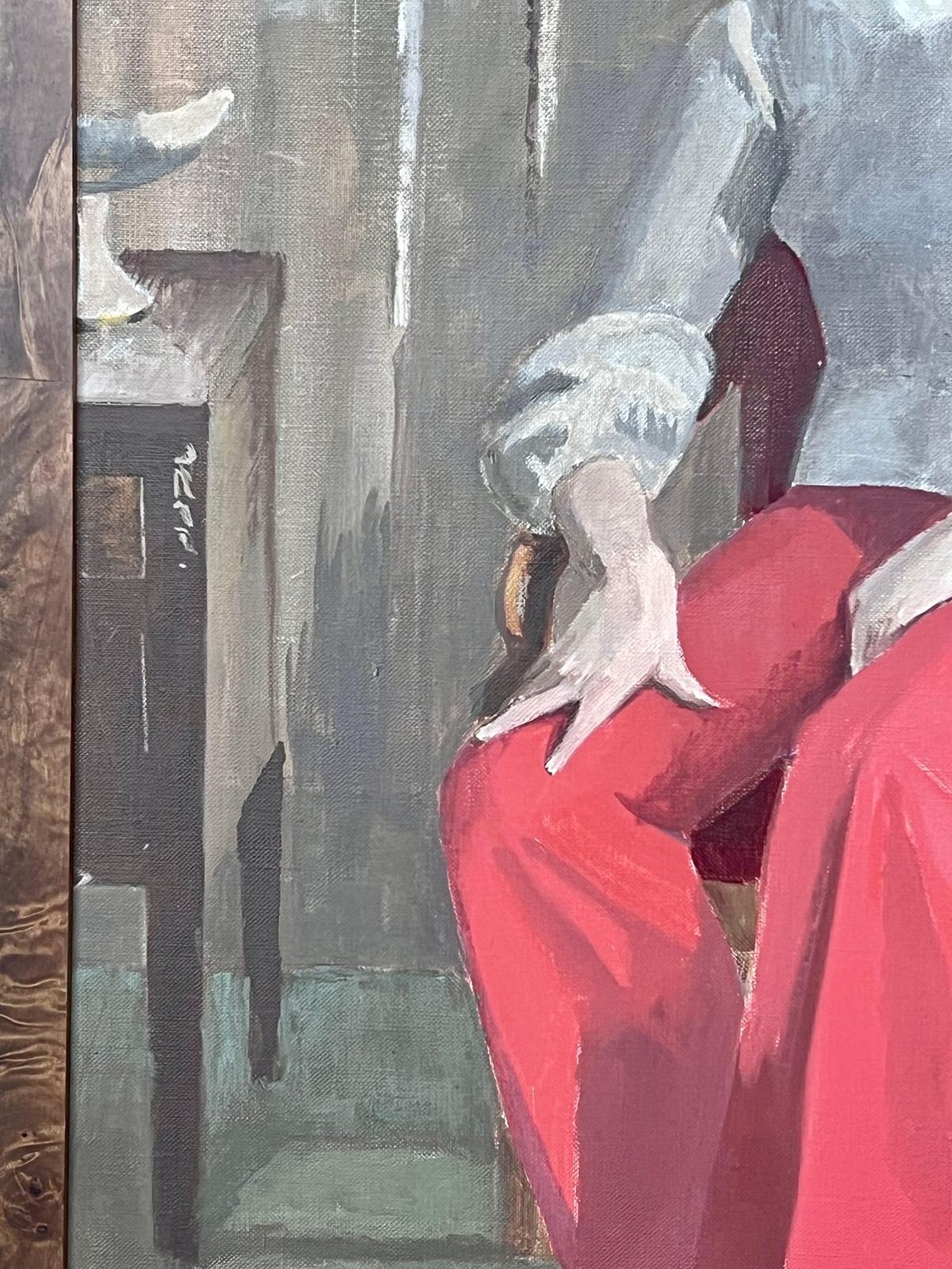 Laure Noetzin Azam (French 1929 2024)fine 20th Century French Modernist Oil Painting Girl In Red Trousers photo 1718.0